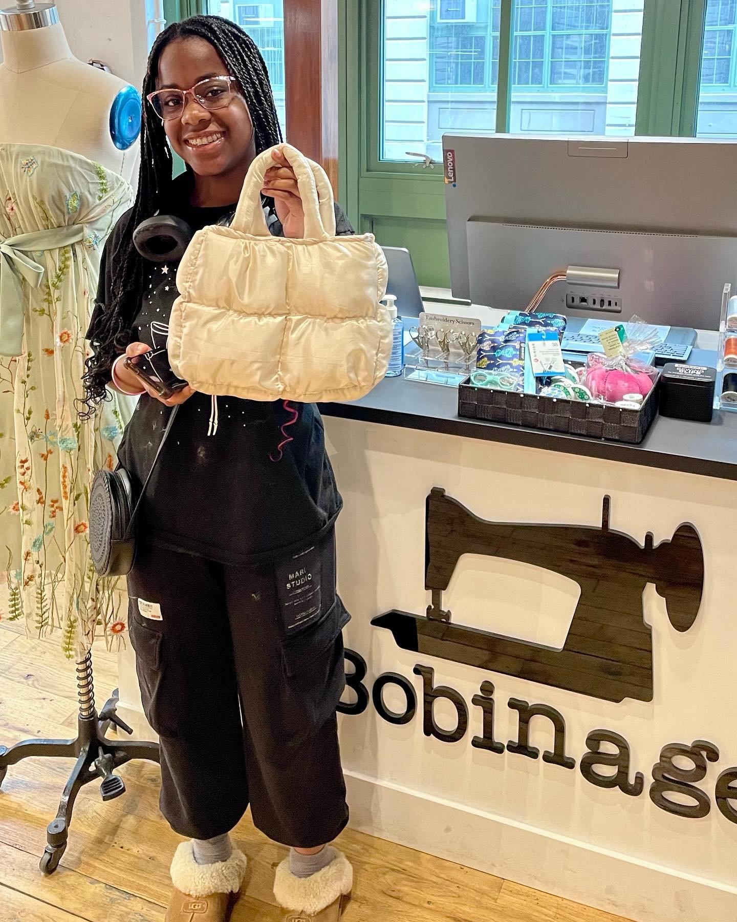 SEWING CLASSES GALORE 😃🪡✂️✨🎉 Satin Puffer Bag, Zipper Pouch Boxy, Basic Tote Bag &amp; Adrienne Blouse‼️‼️‼️#sewing #classes #learn #new #skills #lifeskills #brooklyn #ny @japanvillagebrooklyn @industrycity #schools #summer #activity #fun