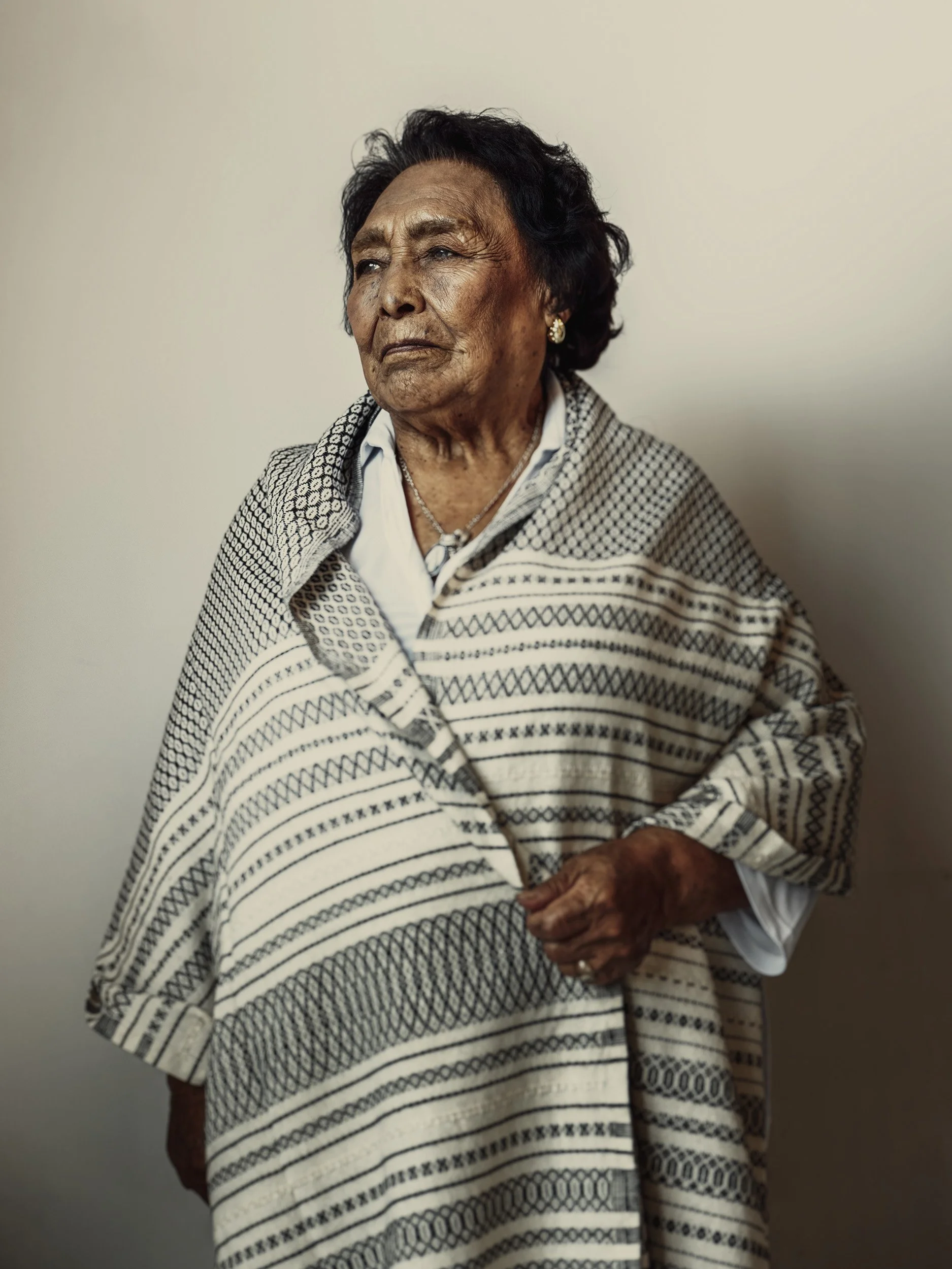 portrait of senior mexican woman wearing shawl