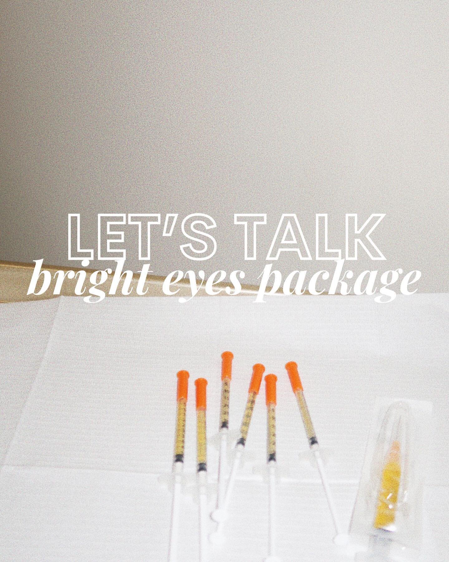 In the new year, we are bringing new packages to help you combine treatments + save money 🤍

Our bright eyes package includes 3 sessions of PRP/PRF injections, filler for mid face support + tear trough, 4 treatment sessions total, &amp; savings of $