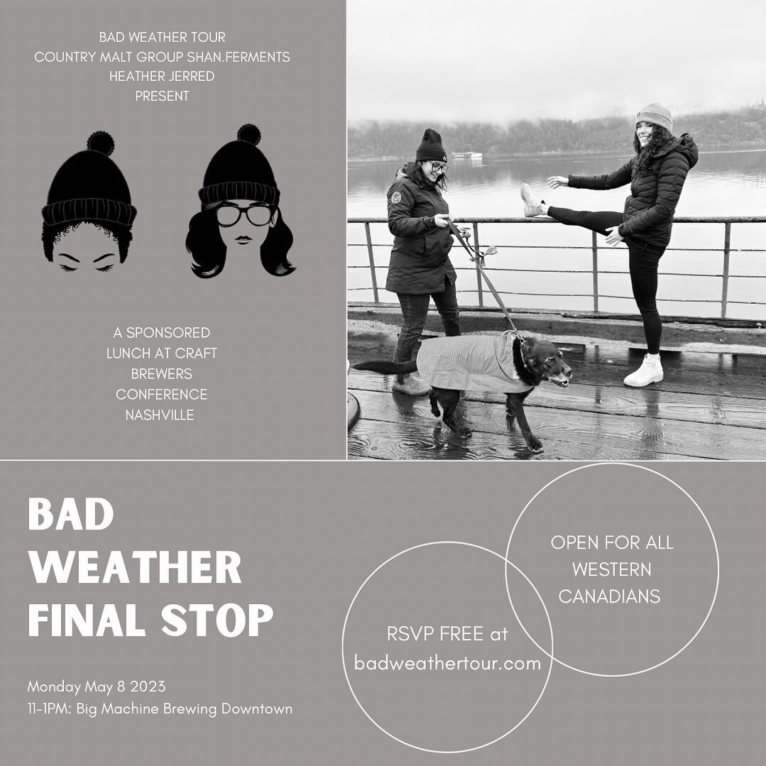 FINAL STOP! Tickets are still available (and FREE) for our @badweathertour Lunch on Monday May 8 from 11-1pm at @bigmachine_downtown !

Lots of swag, give sways but no presentation so drop in whenever you can and say hi!

#badweathertour #cbcnashvill