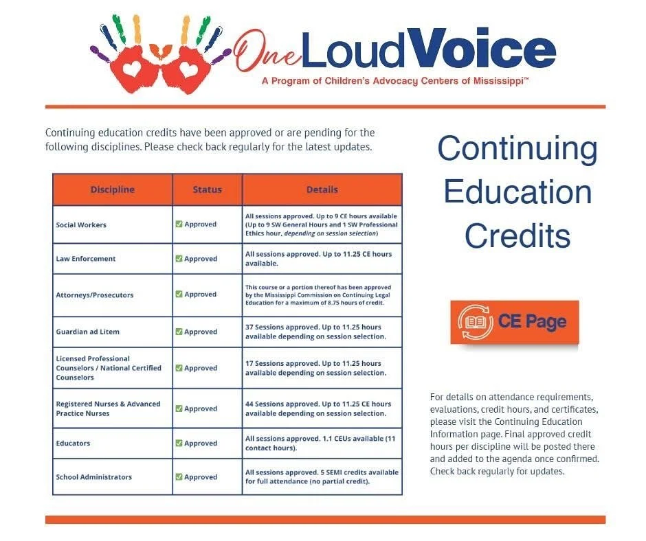 🚨 Still Time to Register!
Our One Loud Voice Conference is shaping up to be our biggest year yet!  With an incredible line-up of speakers and sessions, this is an agenda you don&rsquo;t want to miss.

Secure your spot today and join child advocates,