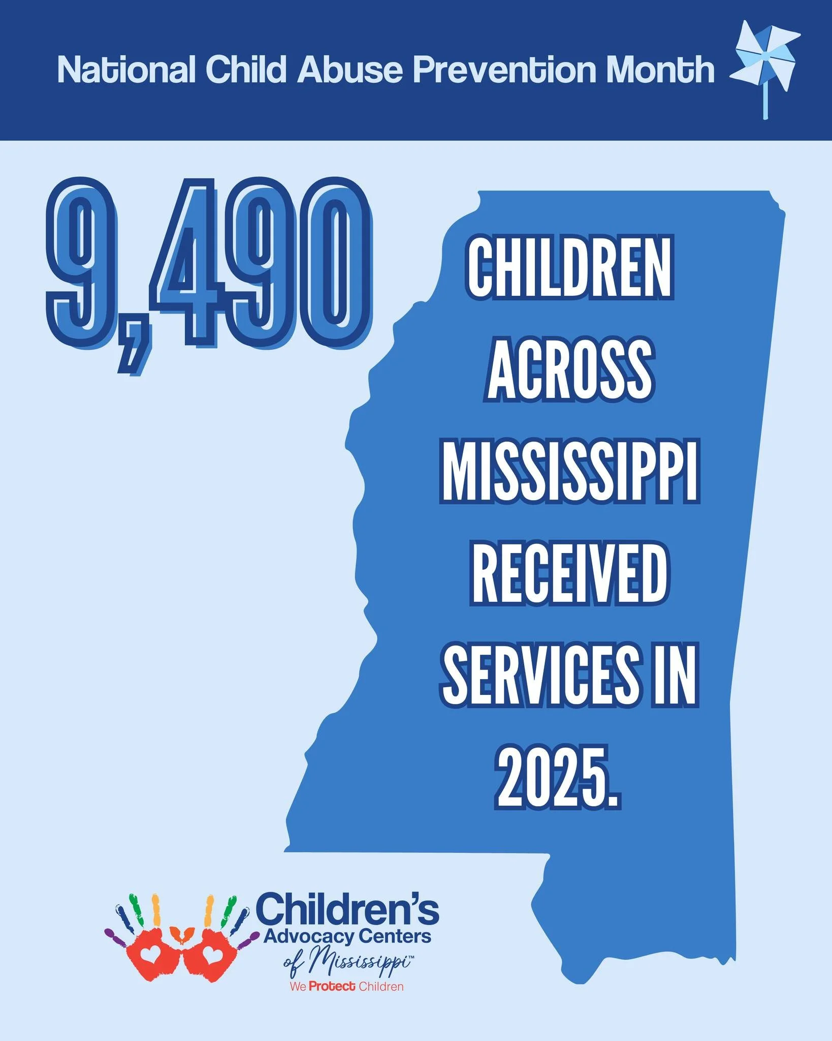 Did you know that 9,490 children received services through Children&rsquo;s Advocacy Centers of Mississippi network of CACs in 2025?

That&rsquo;s 9,490 young lives met with compassion.
9,490 voices heard.
9,490 children given a path toward healing.
