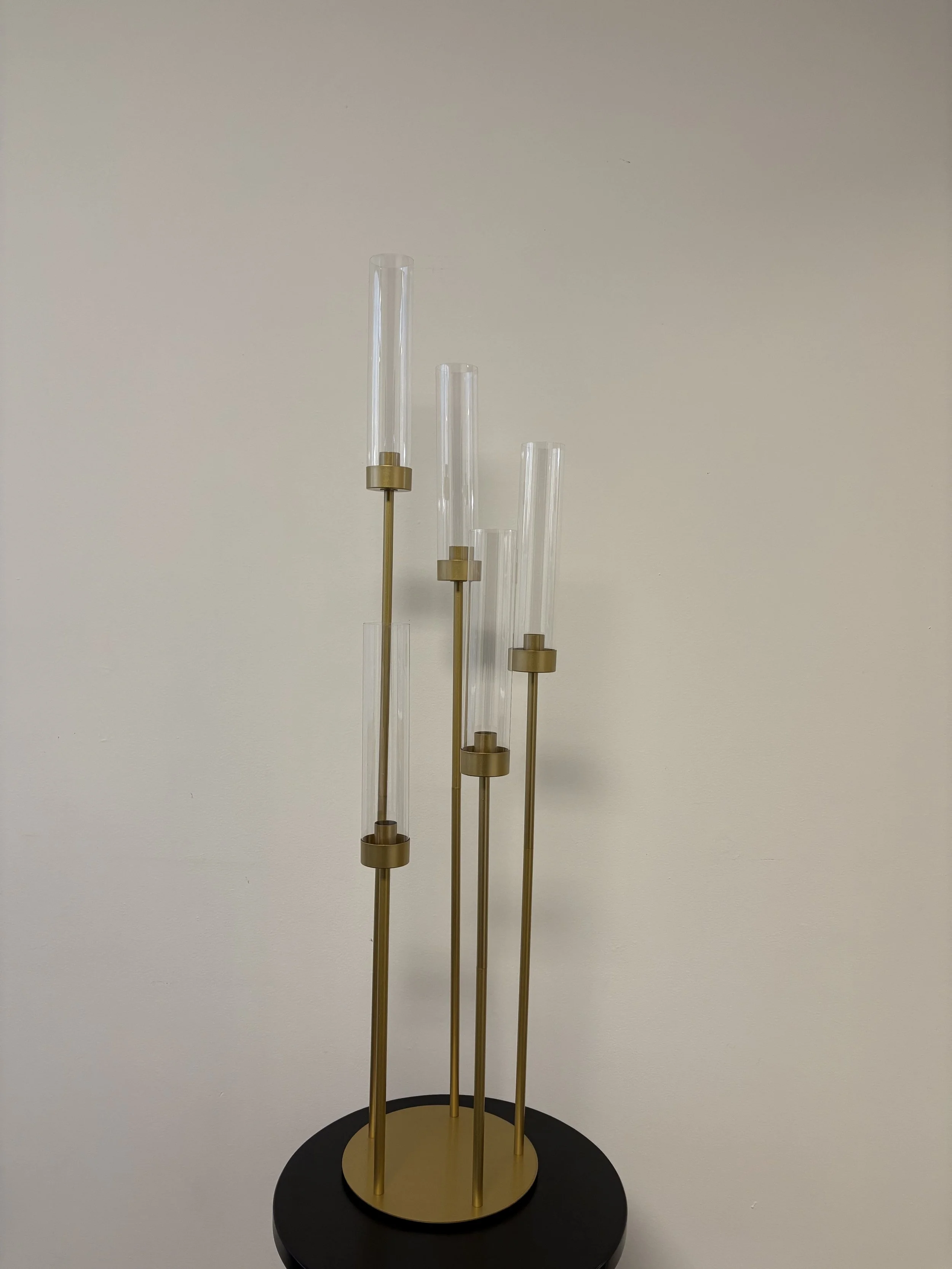 Metal Gold Candelabra $9.00 
must use LED tapers 