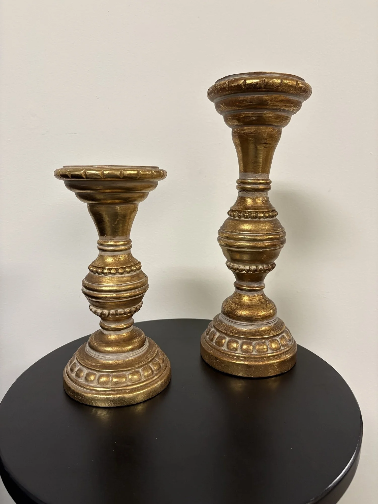 Gold Antique Pillar Holder $6.00 set 