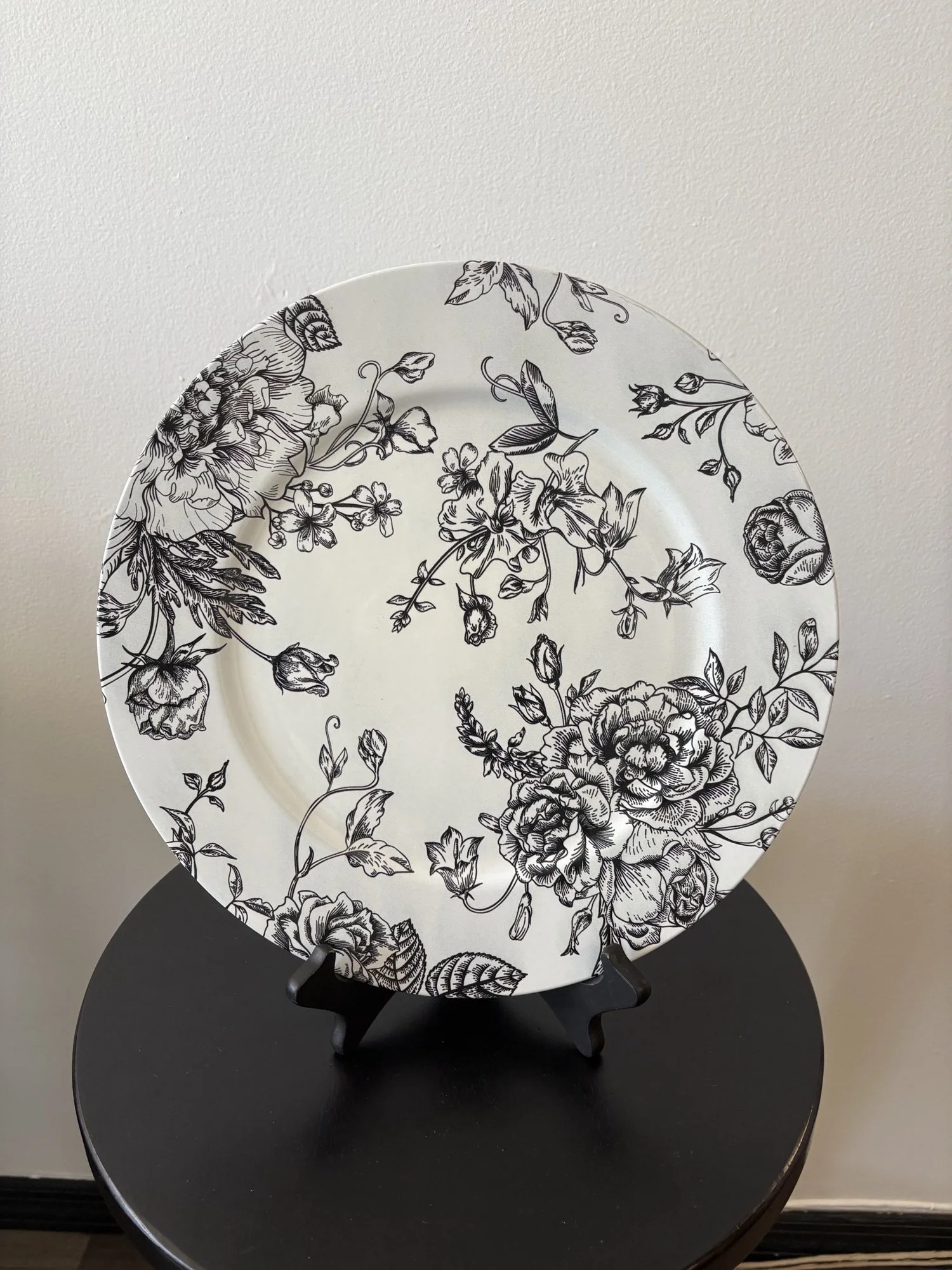 White and Black Floral Charger $3.00