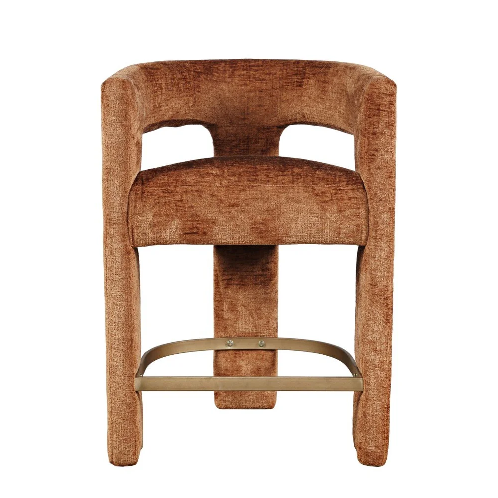 Jofran Gwen – Sgabello Da Bar Moderno In Jacquard Imbottito, Colore Naturale