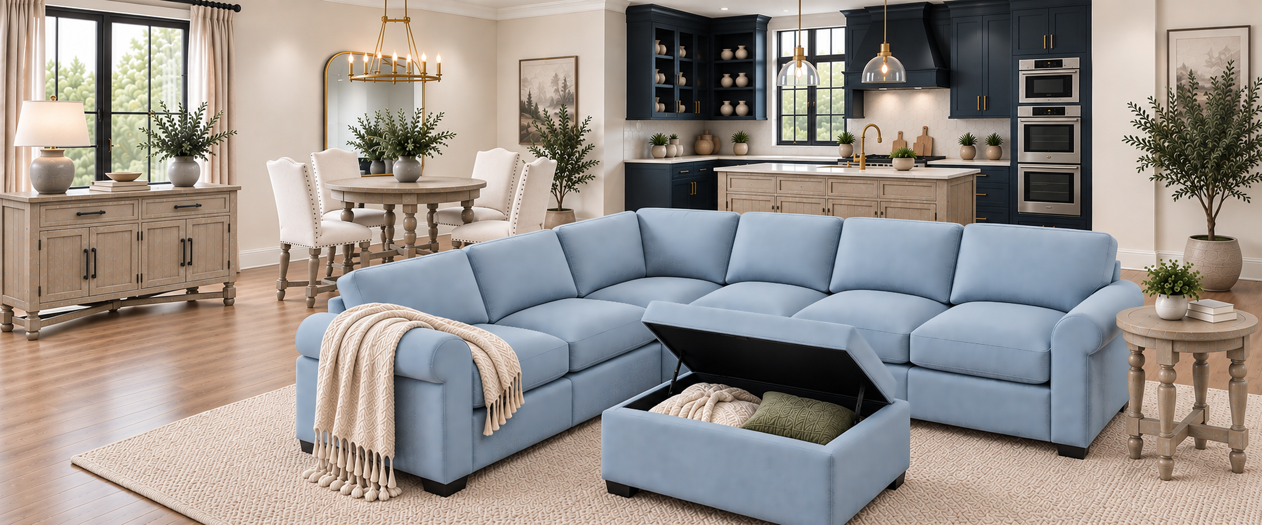 Essex Sectional - Light Blue