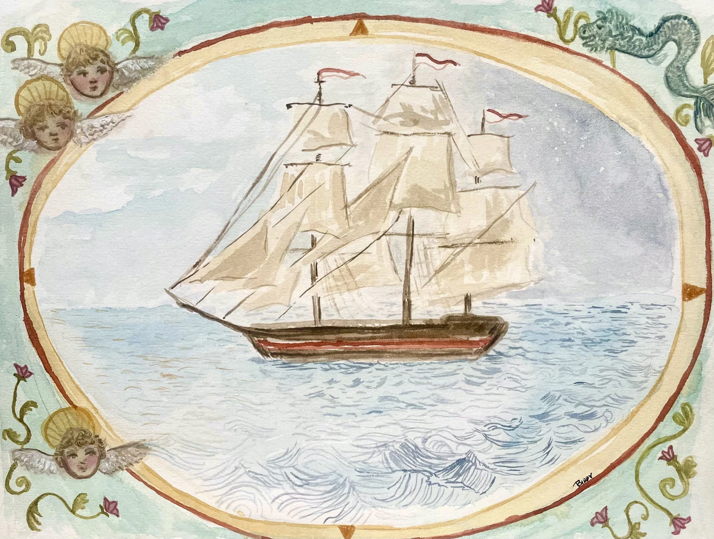 "Navigating the Waters" | Watercolor on paper