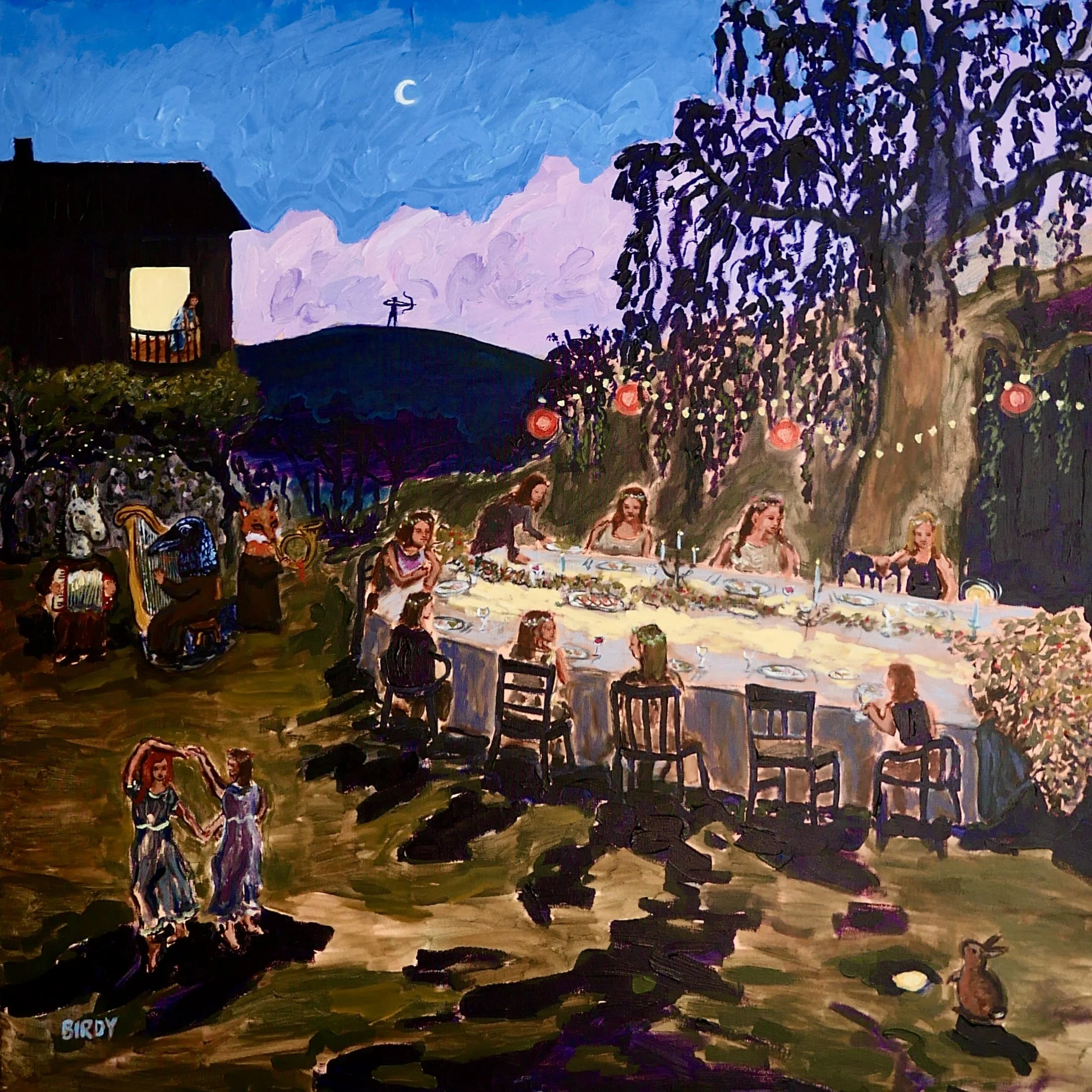 "Dinner Party at Dusk" | acrylic and modeling paste on canvas
100x100 cm 