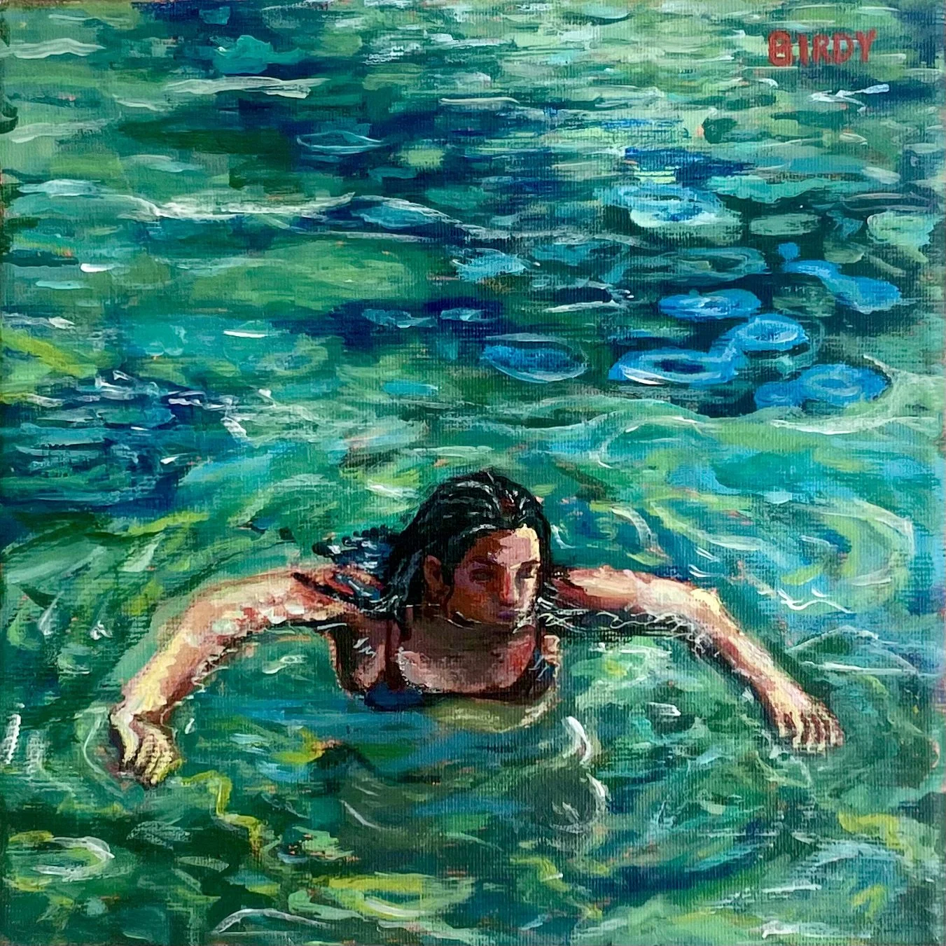 "Sunday Dip"| Acrylic on canvas
20x20 cm