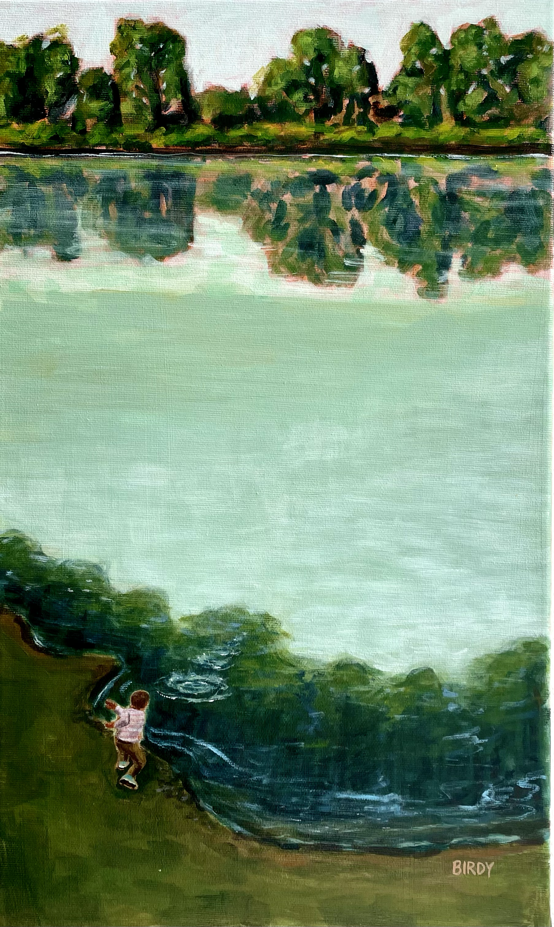 "Skipping Stones at the Golf Club Pond" |
Acrylic on canvas
30x50 cm