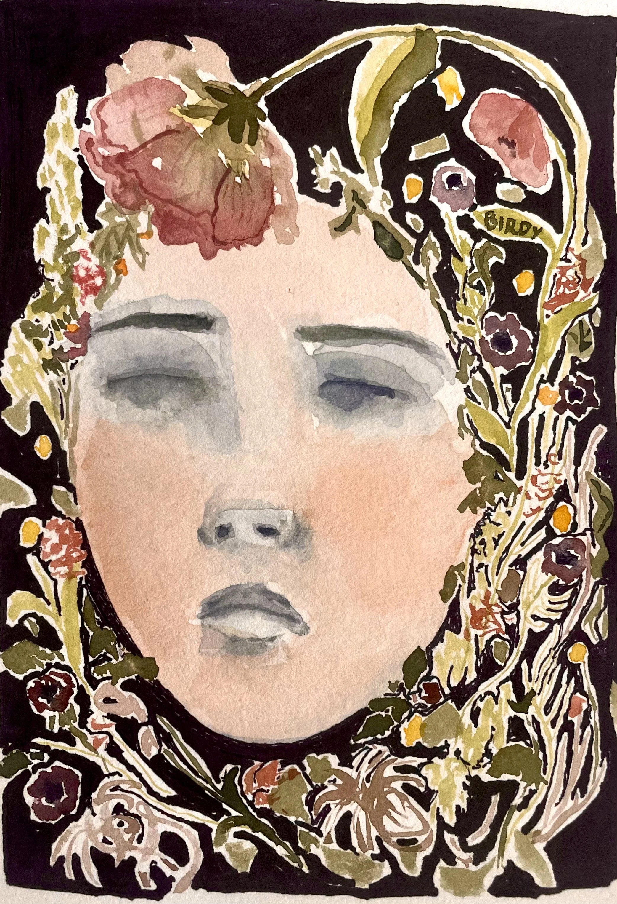 "Buried in the Wildflower Patch" | Watercolor on paper