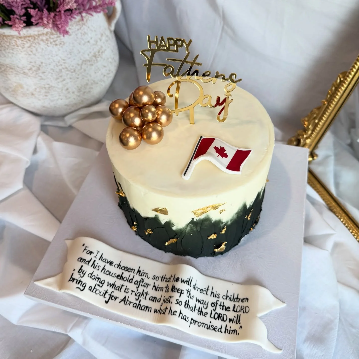 Happy Father&rsquo;s Day to all the dads 

This is a 6inch 2 layer lemon and blueberry cake filled with lemon curd and vanilla buttercream. Hand painted bible verse and edible image. 

I know Father&rsquo;s Day can&rsquo;t be hard for some, thinking 