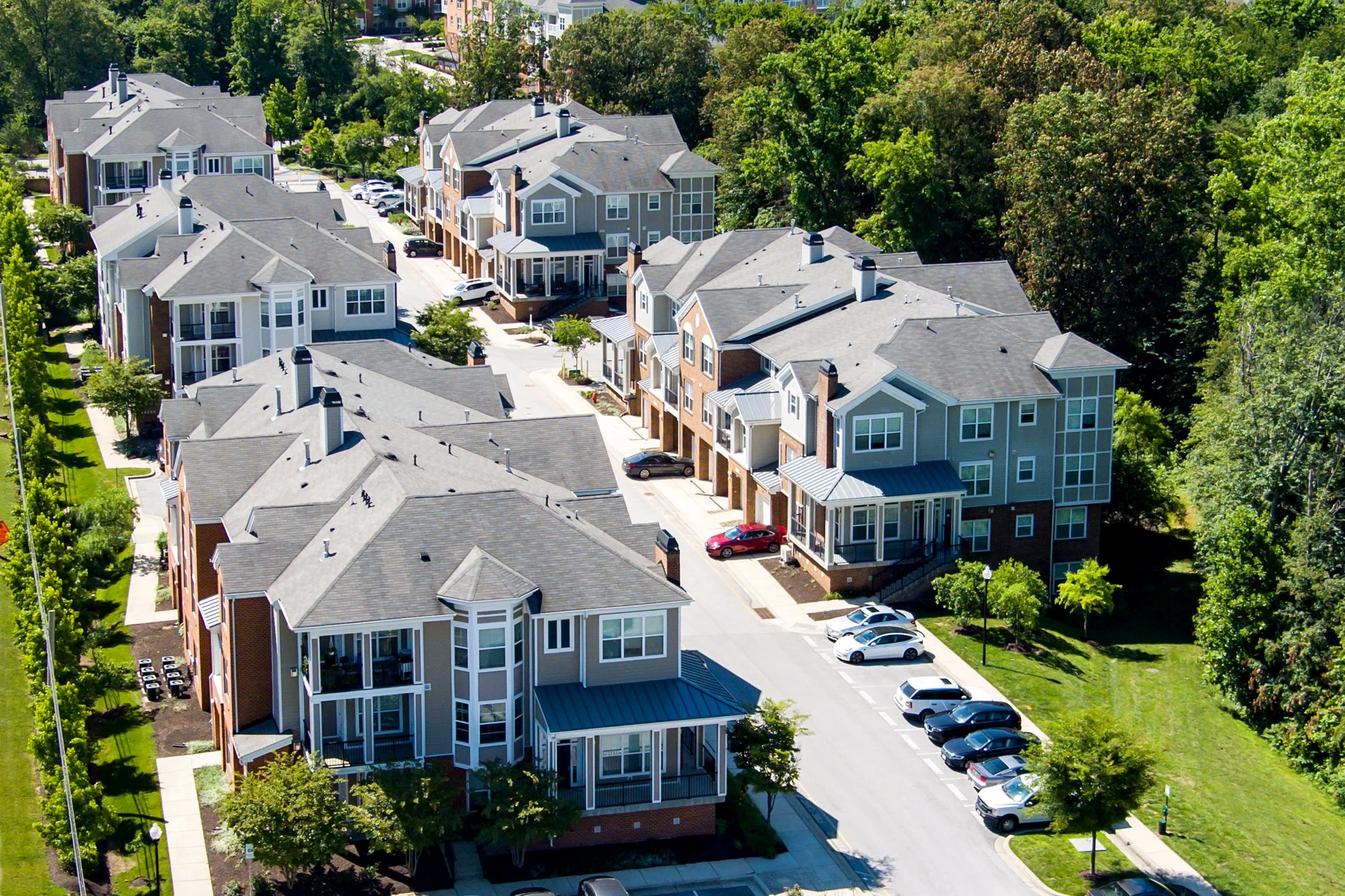 Aerial of a House development in the woods