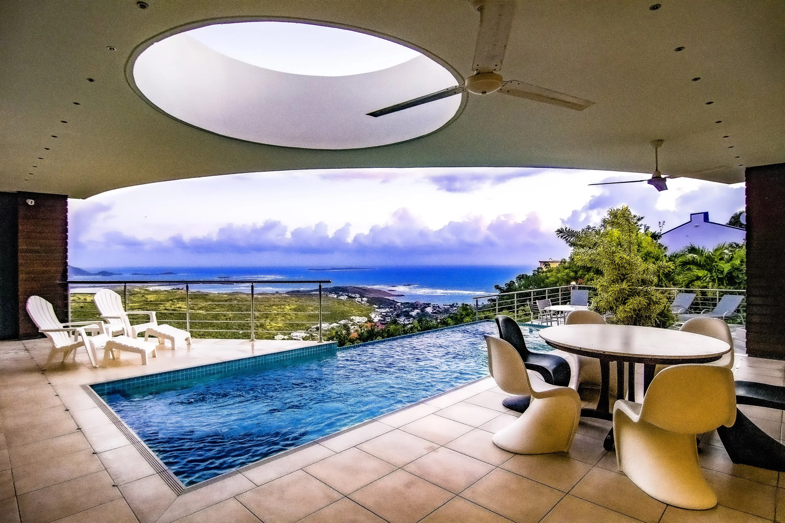 Ocean View Patio with infinity pool and skylight