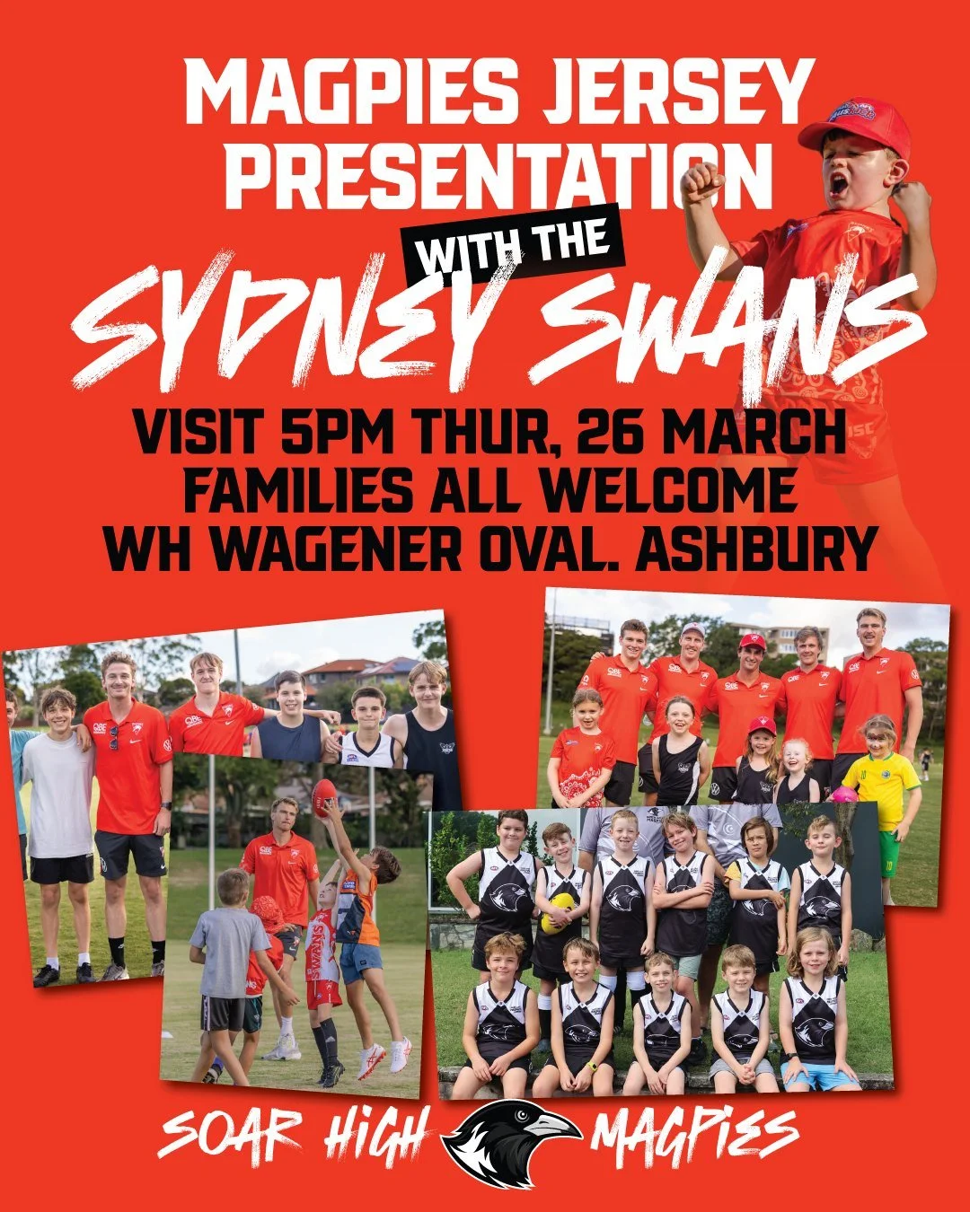🏉🔴⚪ LOCK IT IN: The Swans are coming to Wagener! 🏉⚫️⚪️

We are thrilled to announce that the Sydney Swans will be joining us at WH Wagener Oval for our official Jersey Presentation! This is a massive opportunity for our young Magpies to meet their
