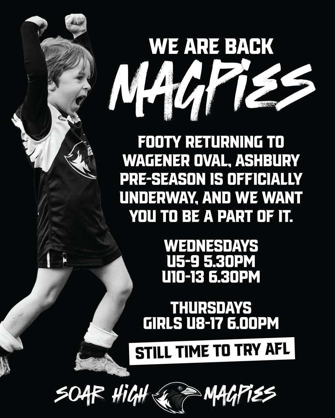 🏉⬛⬜ THE MAGPIES ARE BACK! 🏉⬛⬜

The wait is over! WH Wagener Oval is buzzing again as the Inner West Magpies return for pre-season training. Whether you&rsquo;re a returning champ or picking up a Sherrin for the first time, there&rsquo;s a spot for 