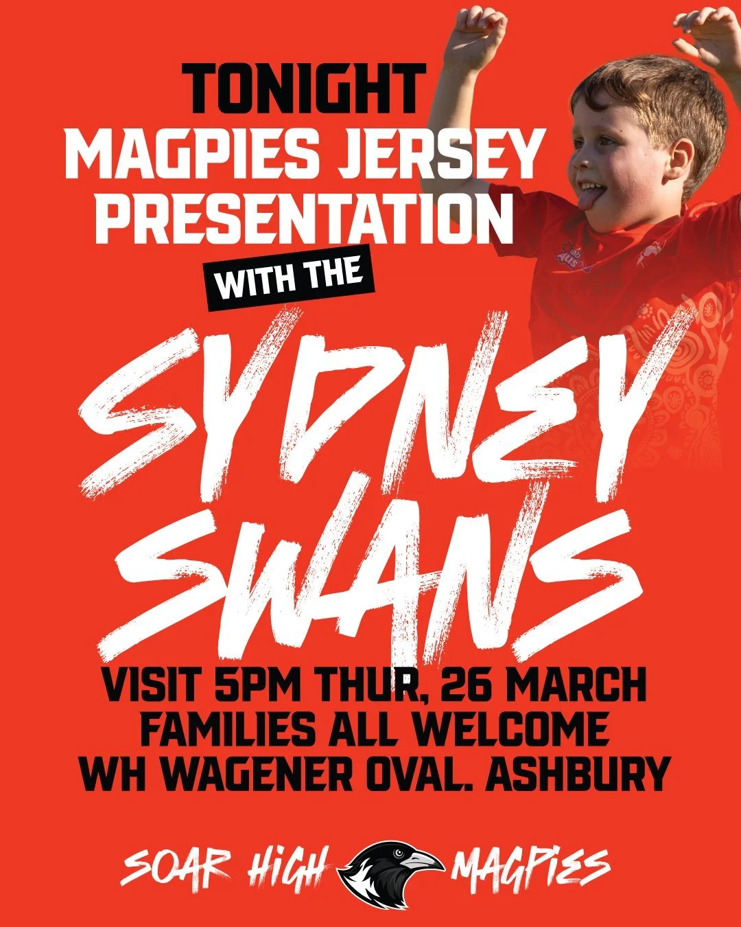 🏉🏉 TONIGHT IS THE NIGHT! 🏉🏉

Don't forget, our Magpies Jersey Presentation with special guests from the Sydney Swans kicks off at 5:00 PM tonight! Get down to WH Wagener Oval early to secure your spot. It&rsquo;s going to be a fantastic evening f