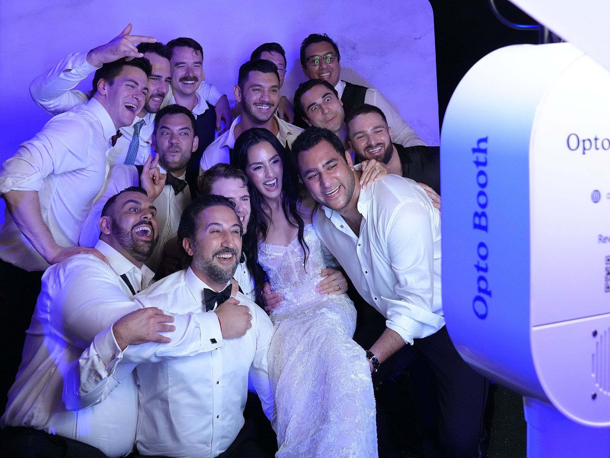 Guests using Opto Booth Pro slow motion mode during a Los Cabos celebration