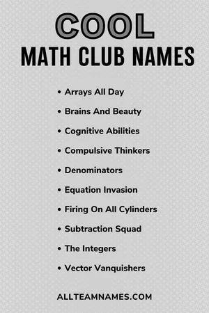 147 Math Names For School Teams, Clubs & Competitions