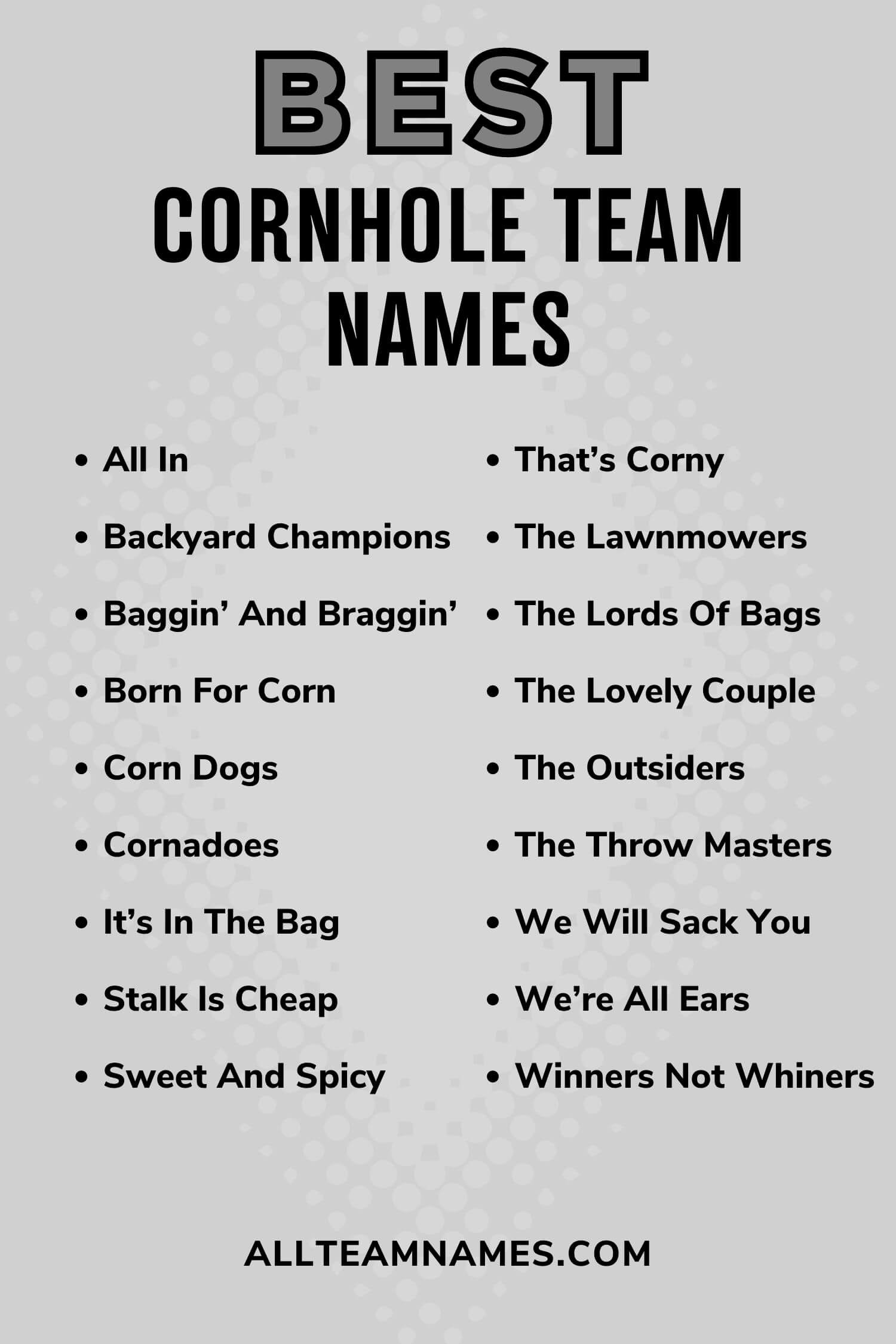 279 Fun Cornhole Team Names