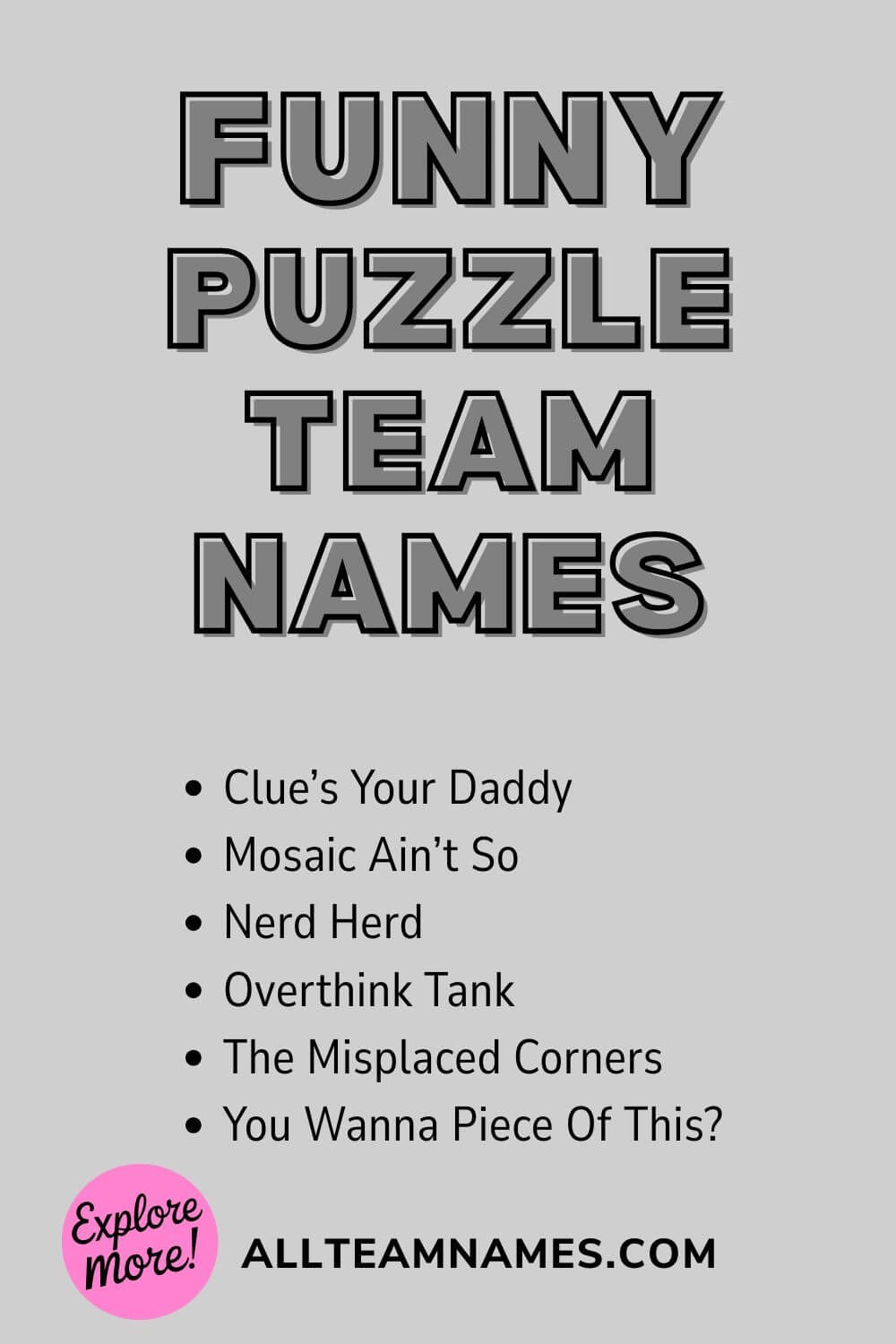 List of funny names for puzzle teams like nerd herd