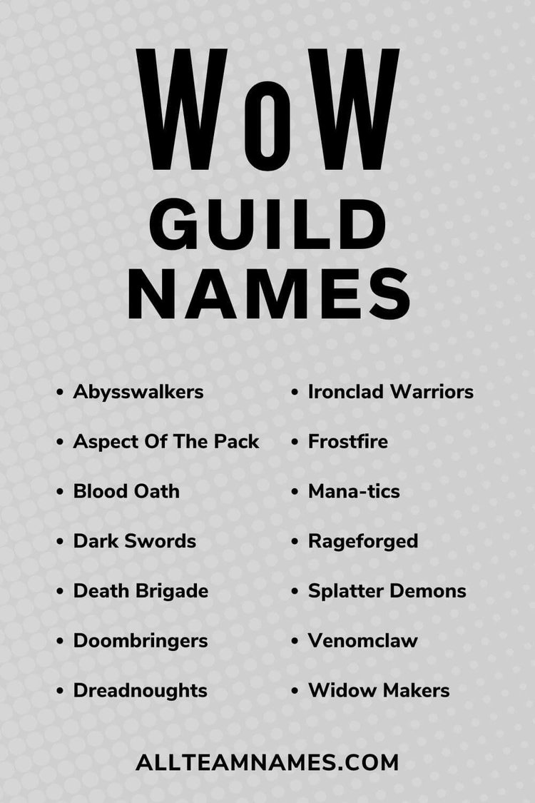 159 Impressive World Of Warcraft (WOW) Guild Names