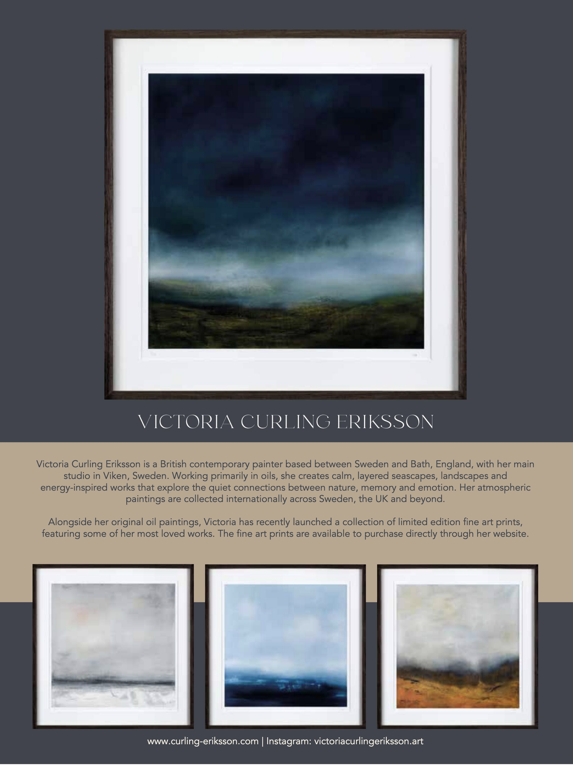 Advertisement for victoria curling eriksson´s limited edition prints 