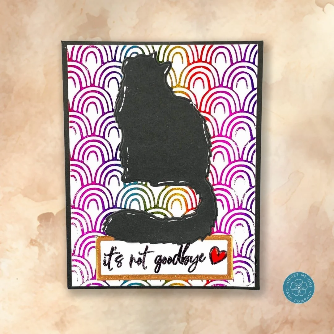 Good day, fellow crafters. "It's not goodbye". Losing a beloved feline companion is deeply heartbreaking, and this handmade cat sympathy card brings a message of comfort with a vibrant Rainbow Bridge theme. 🌈🐾

Follow the link in my bio t