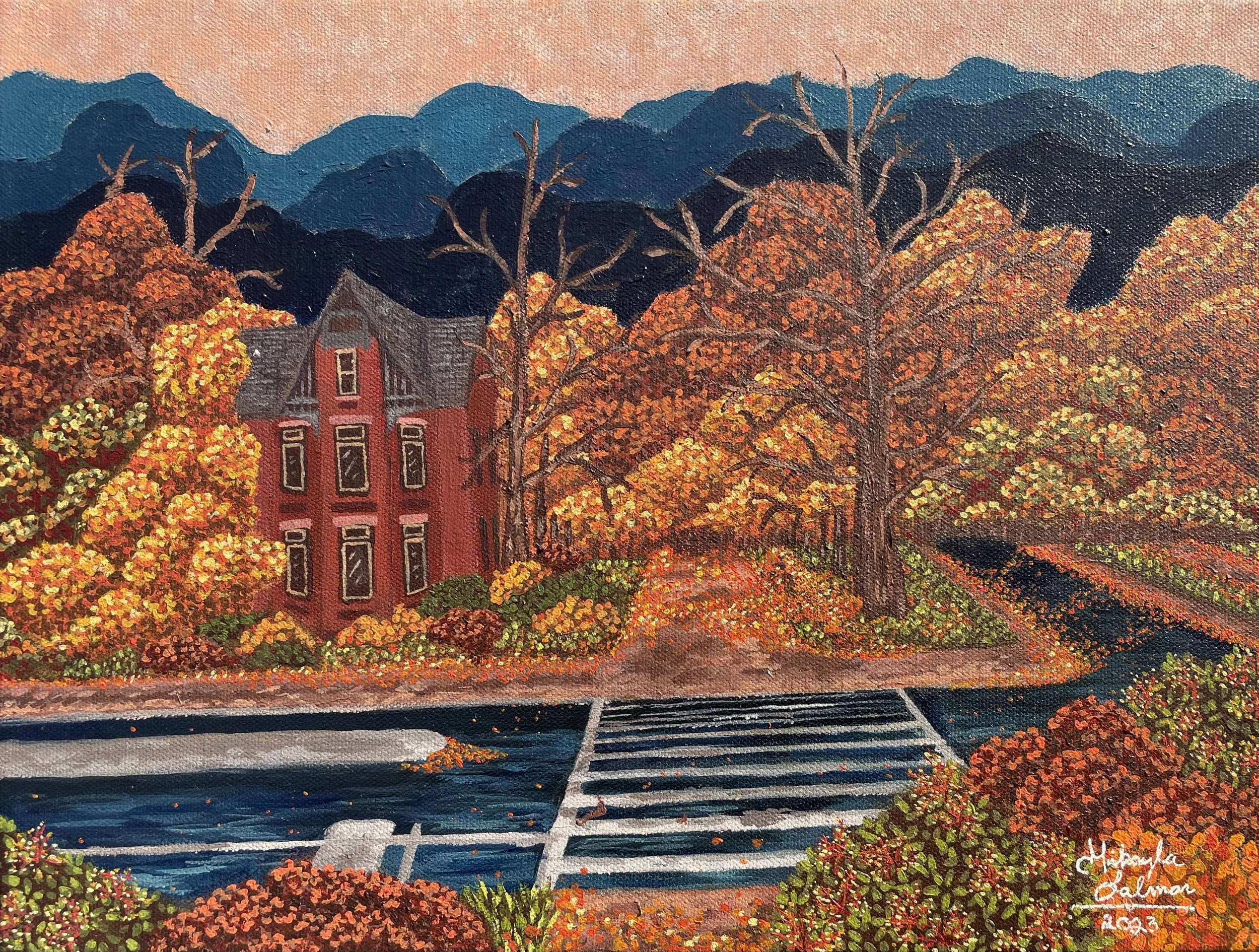 "Untitled" Fall Painting 2023 (14" x 11" Acrylic on Canvas)