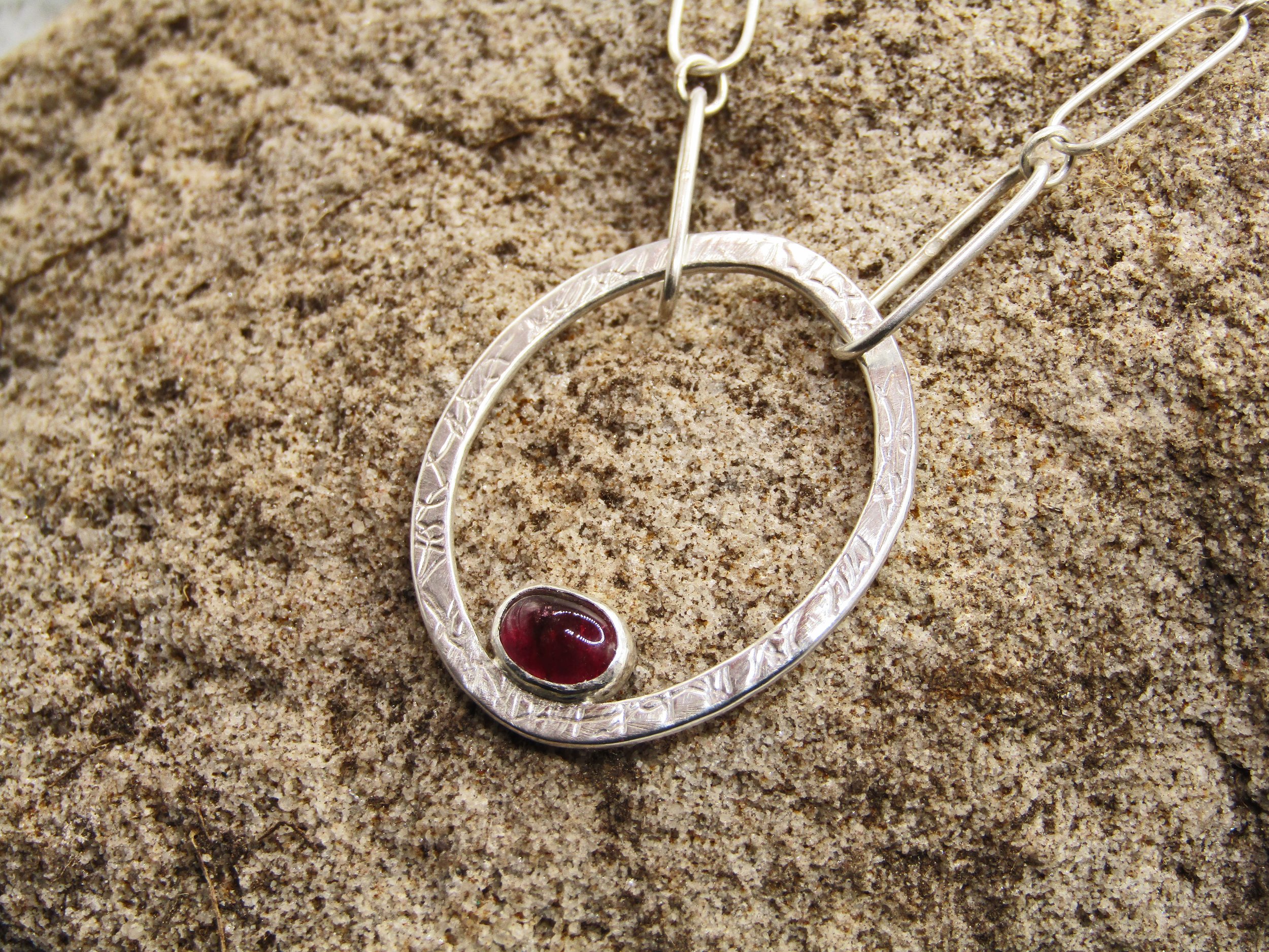 Oval Mesh Tex Necklace with Handmade Chain and Tourmaline2.jpg
