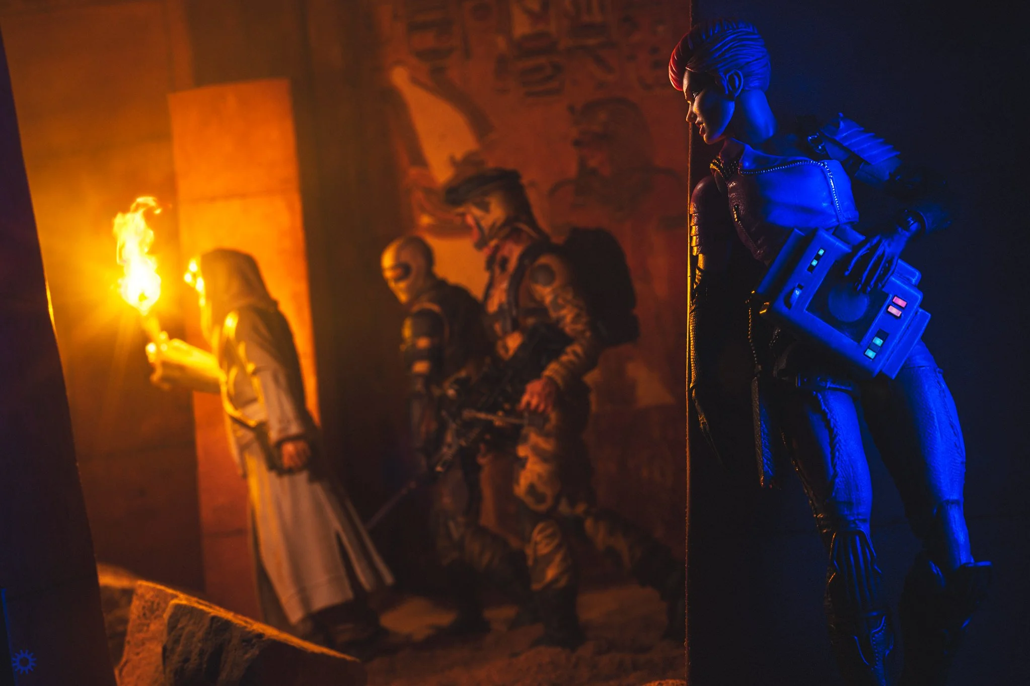 G.I. Joe Cobra Dreadnok Zarana in General Amon Toth's Tomb...with Dusty, Snake-Eyes, and Egyptian Guide
