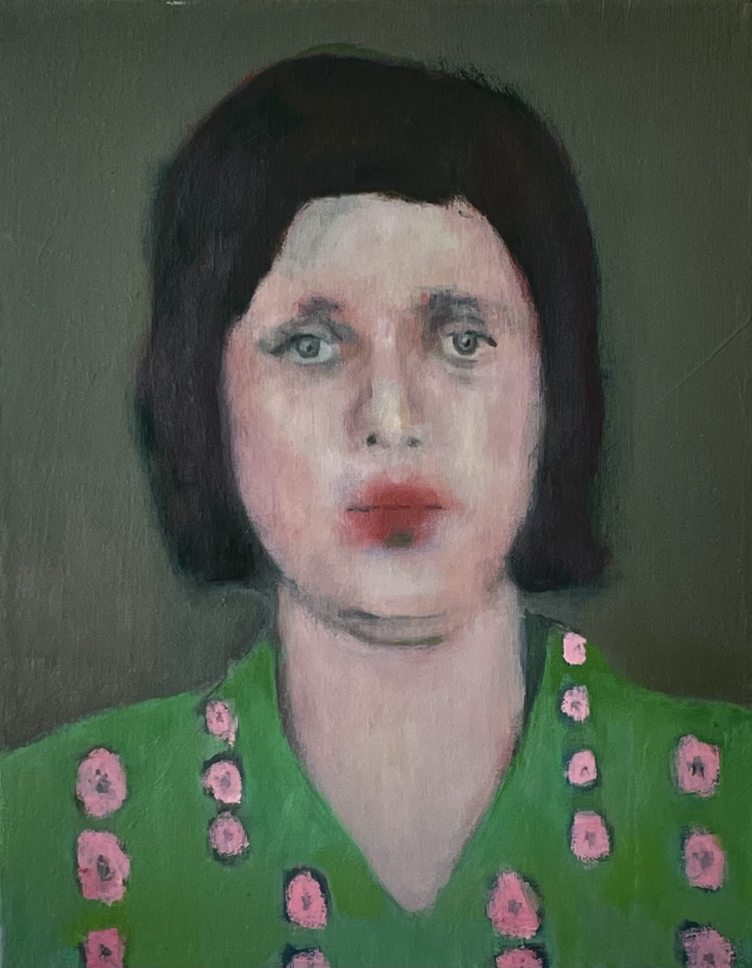 Portrait in Green and Pink