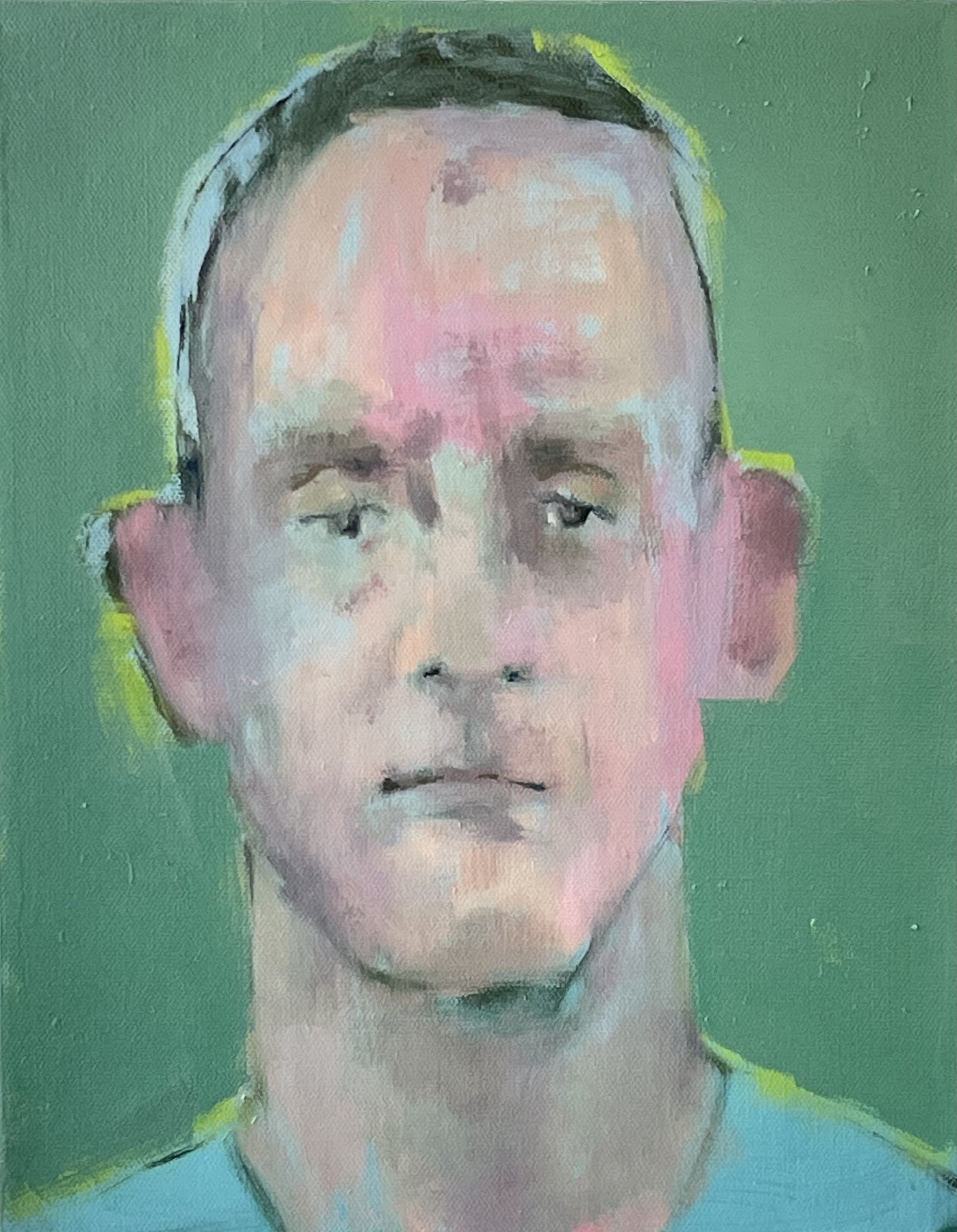 Portrait Study Green, Blue and Pink