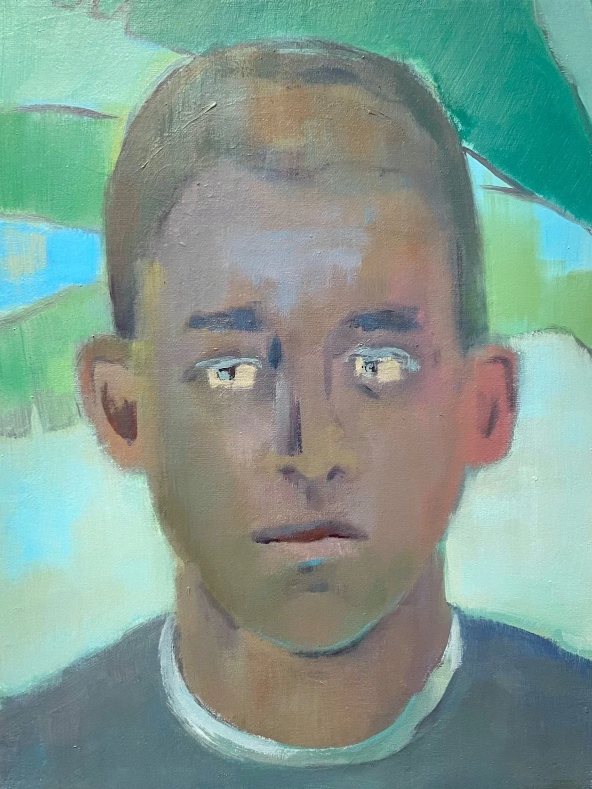 Portrait with Green Leaves