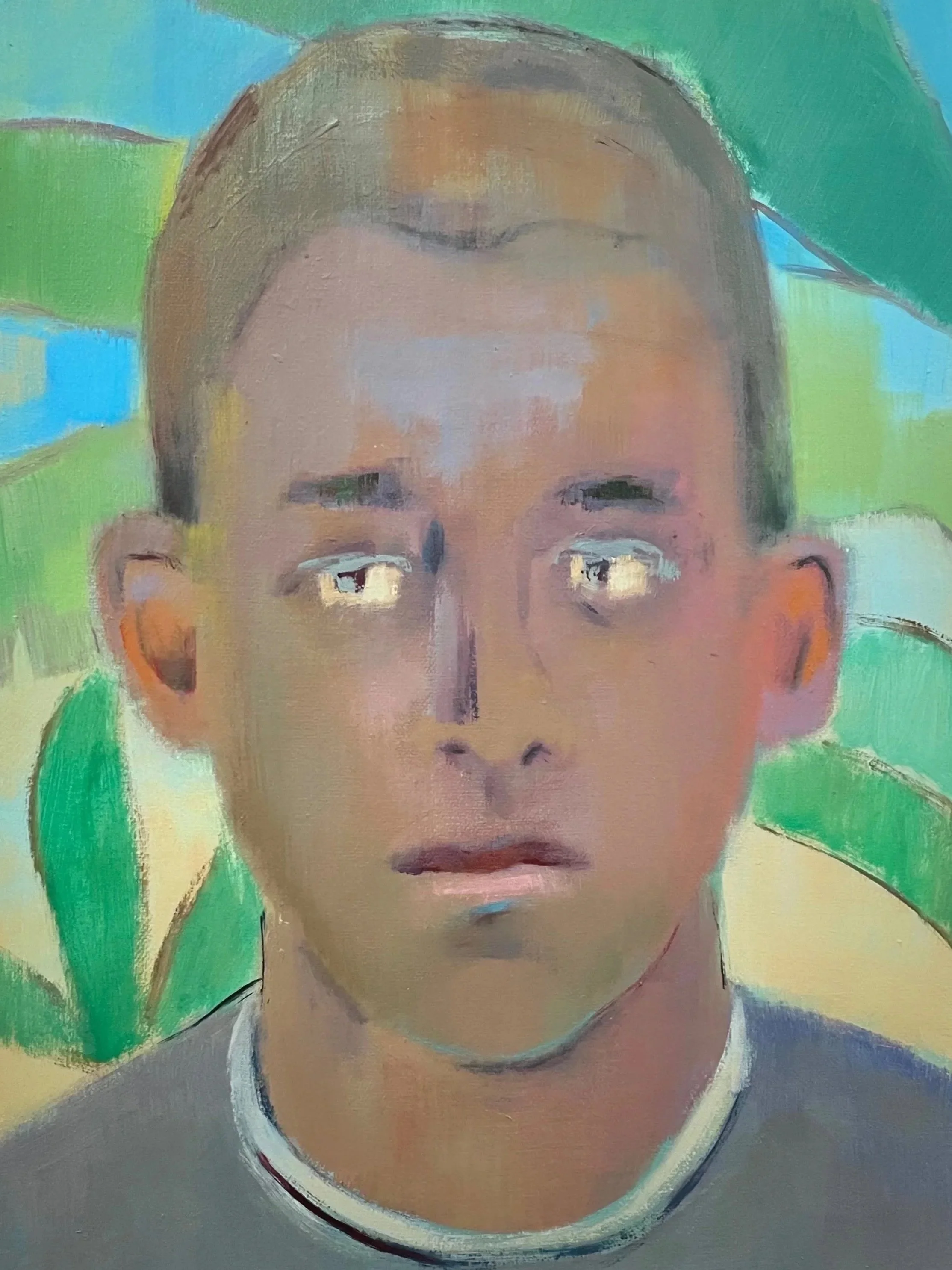 Portrait with Green Leaves