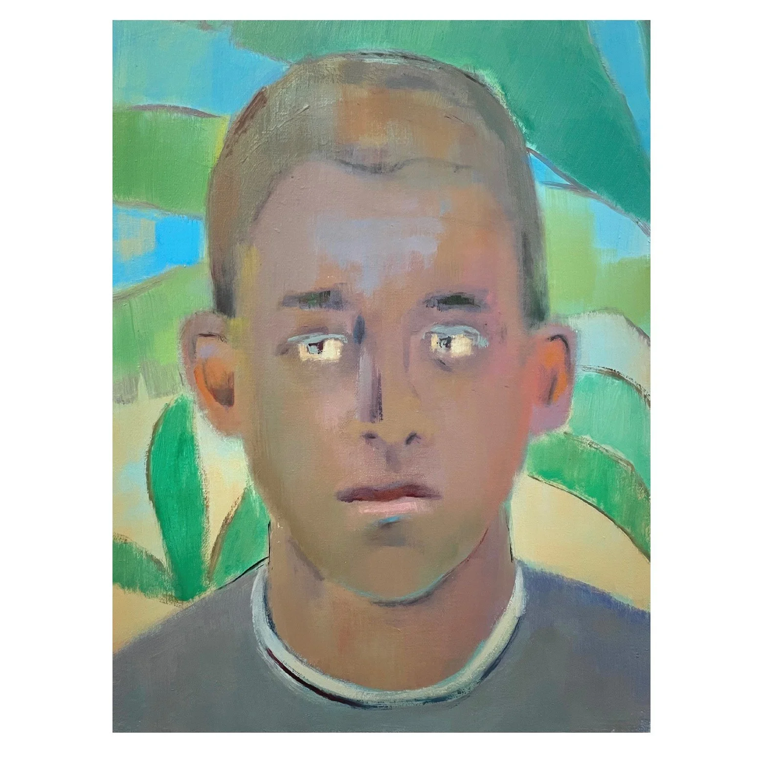 Portrait with Green Leaves