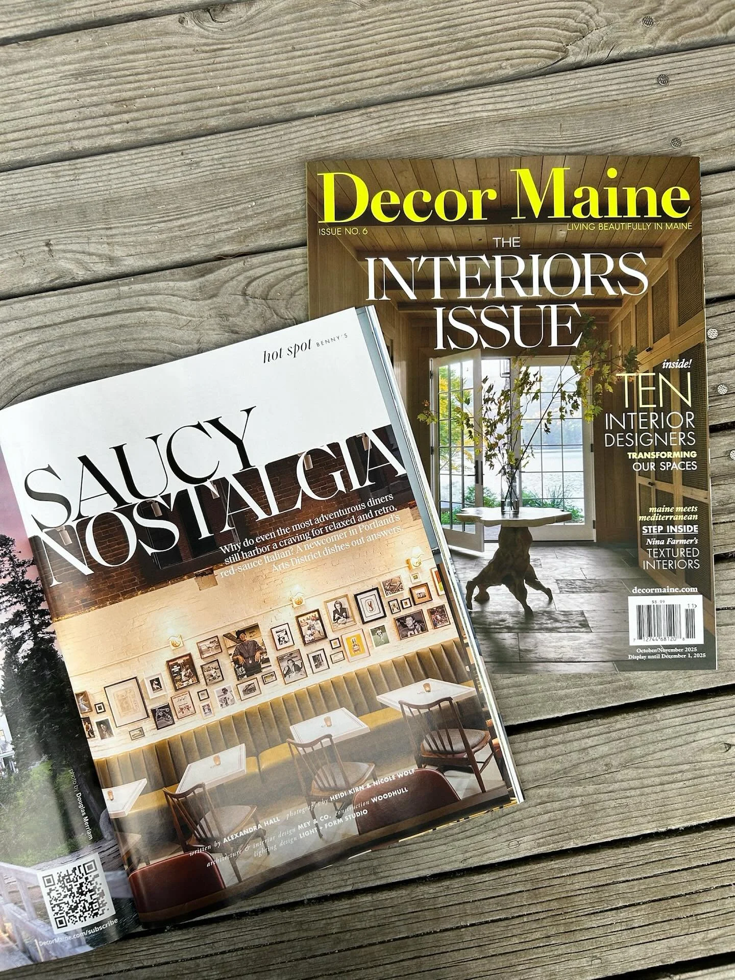 Take a peek at @bennysmaine featured in the Interiors Issue of @decormaine 🍝 

We love a saucy moment 👌🏼 

&ldquo;The retro decor and lighting is reminiscent of an old school Mom and Pop basement recreation room&hellip;Benny&rsquo;s is a mash-up o