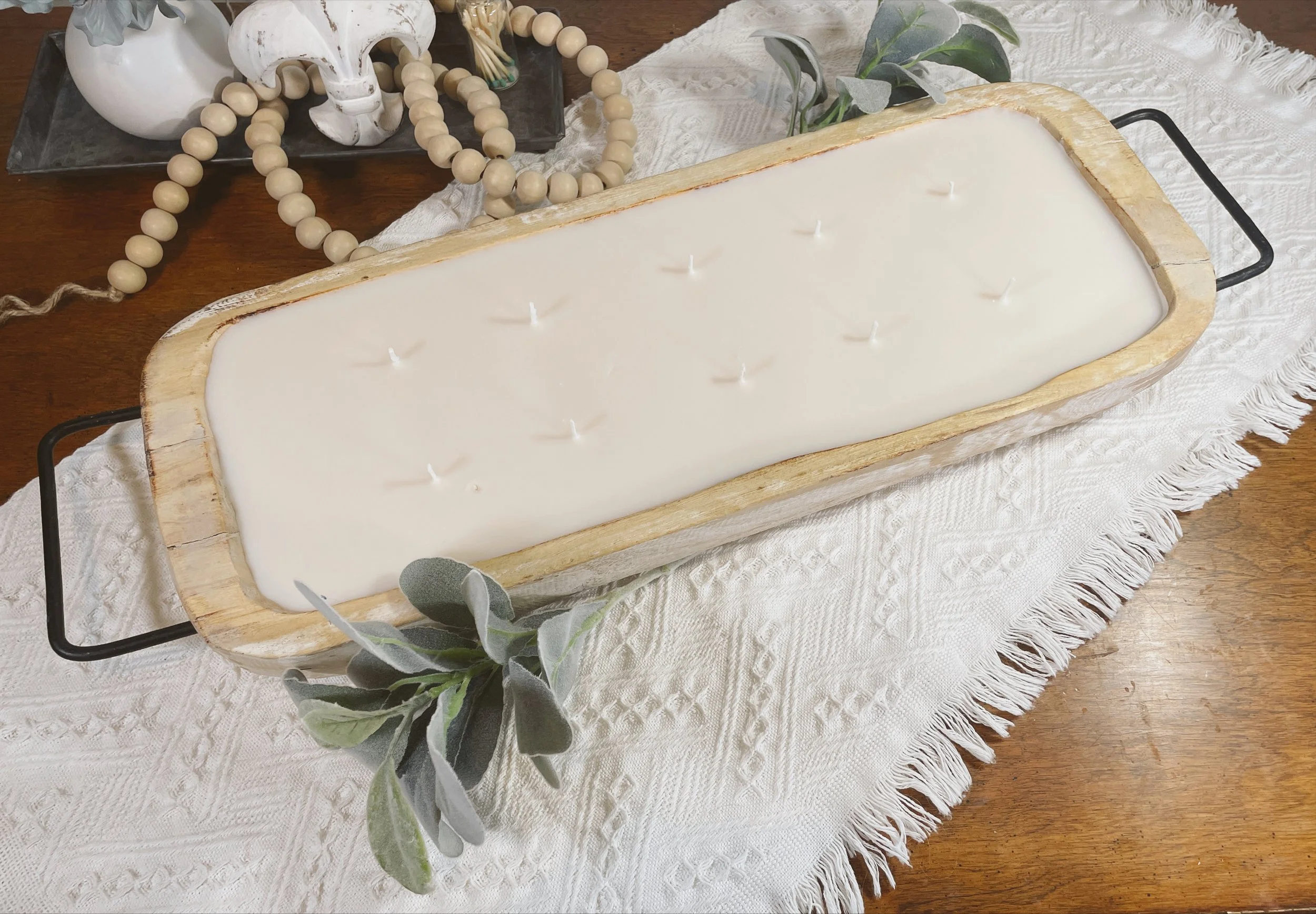 Large Centerpiece Dough Bowl with metal handles (Copy)