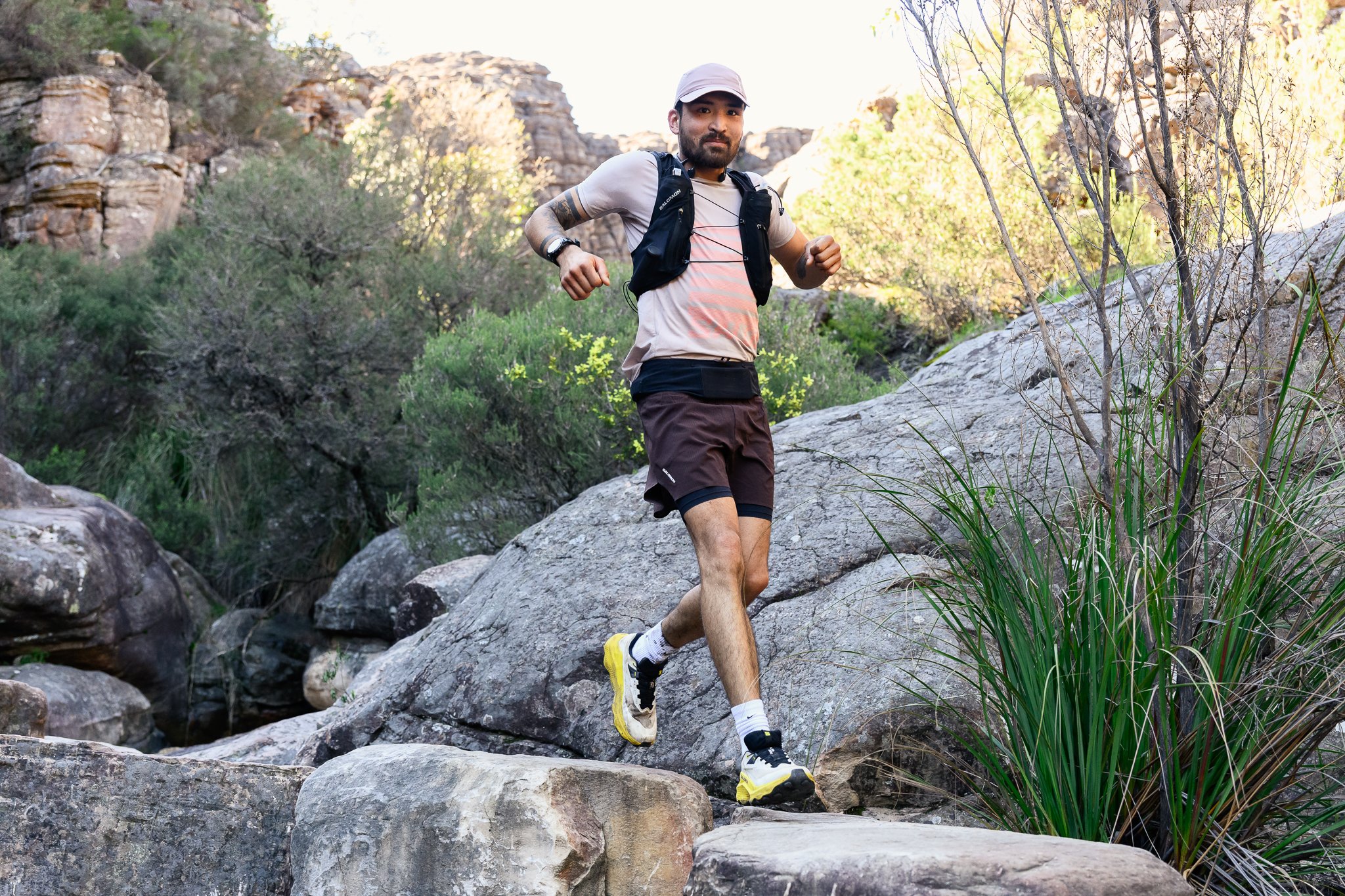 A runner descending in the Grampians