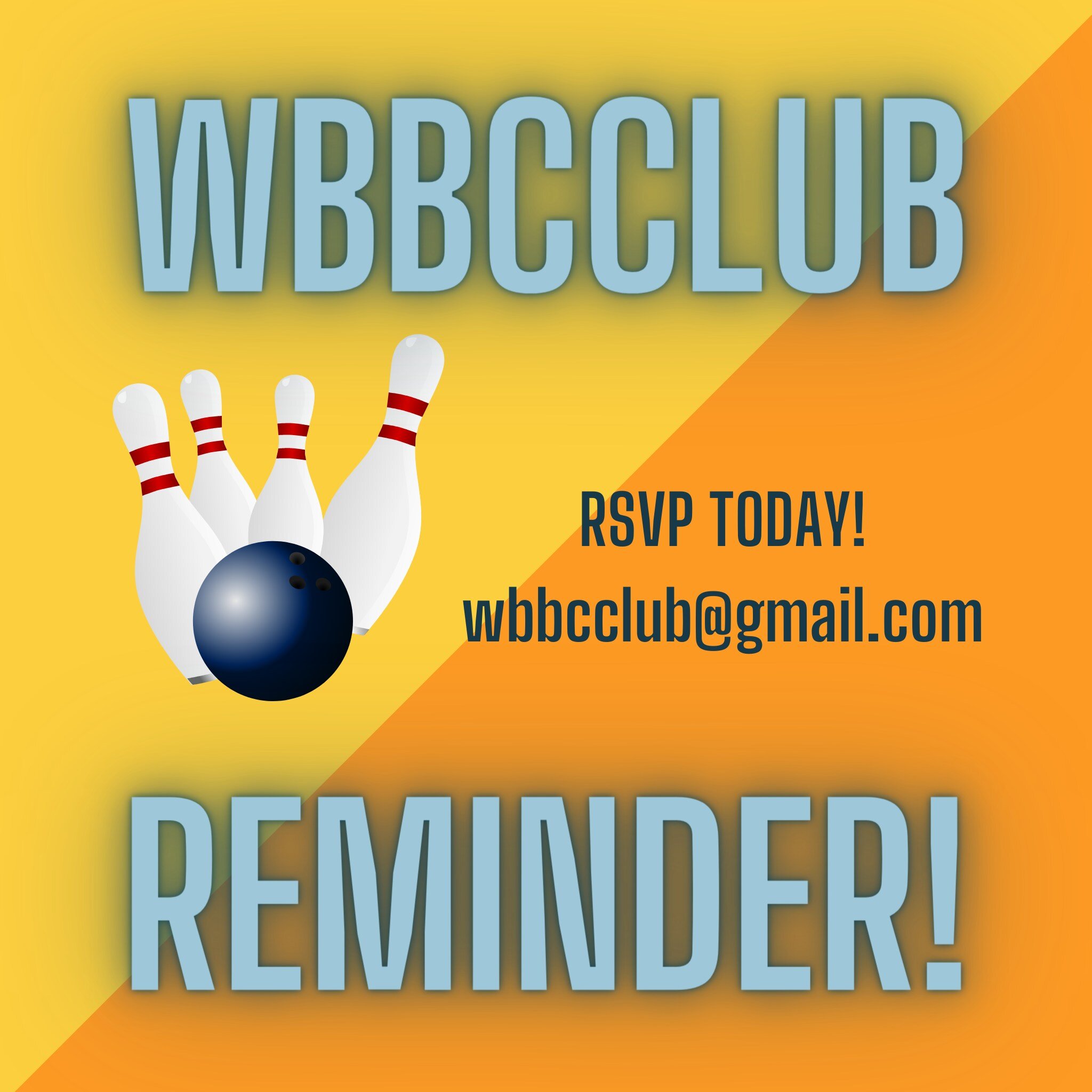 Members: check your email and RSVP by TODAY to join us bowling THIS SUNDAY at Pinz in Oakdale.