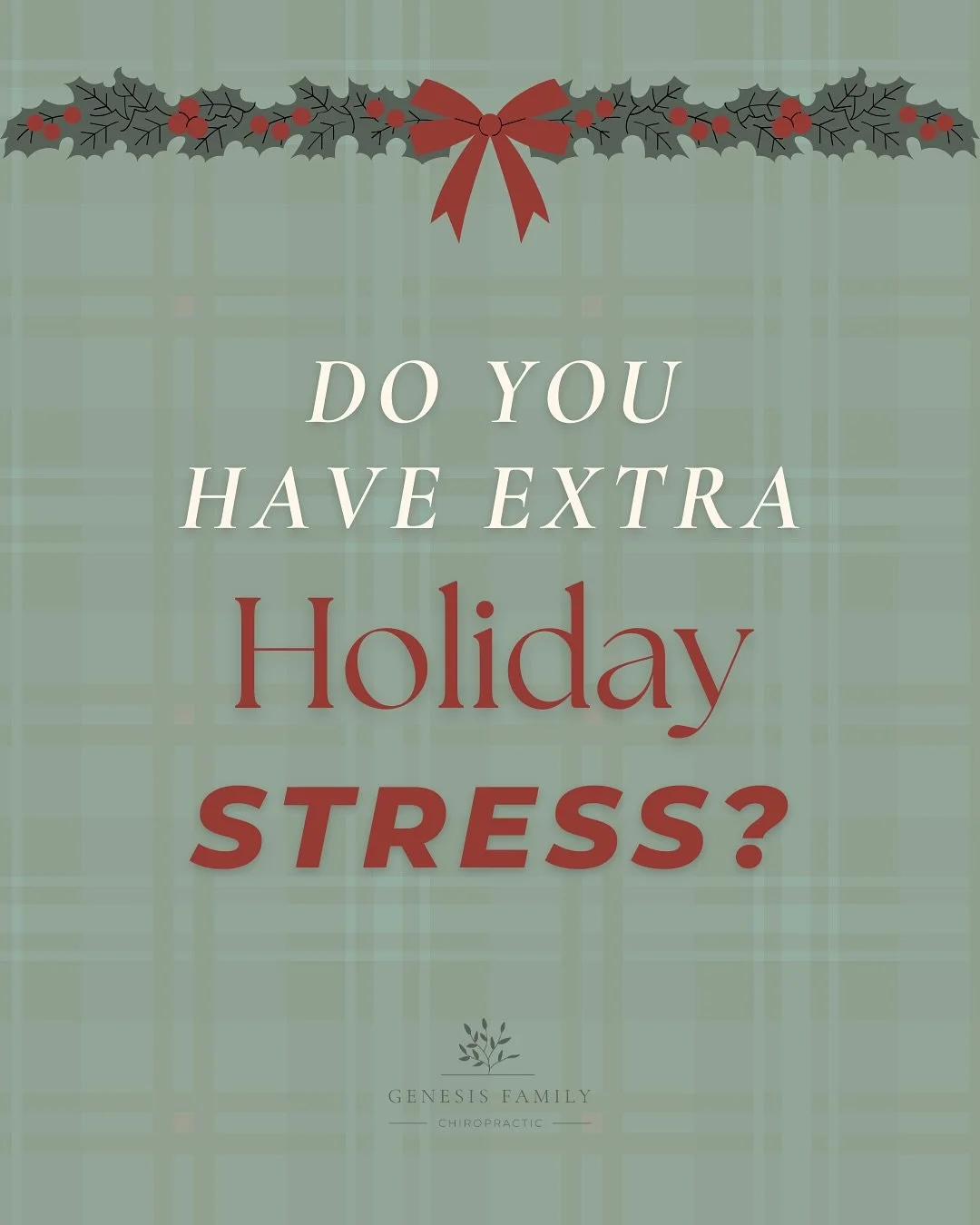 🎄 Holiday Stress Is Real 🎄

The holidays can be joyful &mdash; but they can also be overwhelming. Mental stress impacts the nervous system even more than physical stress, and things like family dynamics, travel, lack of sleep, and financial pressur