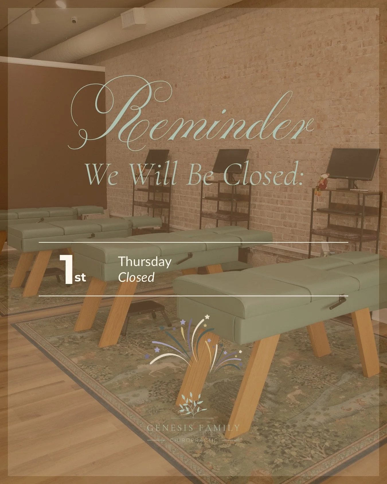 ✨ Reminder ✨

We will be closed Thursday the 1st as we welcome the New Year.

As we step into a new year, our hearts are full of gratitude to God for His faithfulness, provision, and the blessing of serving such an incredible practice family. We look