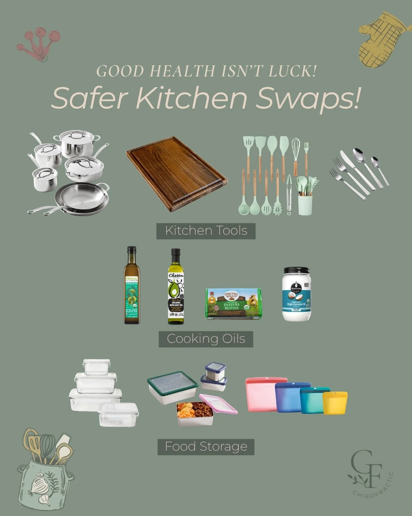 Small swaps, big impact 🍃✨

Your kitchen is one of the biggest sources of daily toxin exposure&mdash;but a few simple changes can make a huge difference in how your body feels and functions.

✨ Cookware: Swap out nonstick or scratched pans for stain