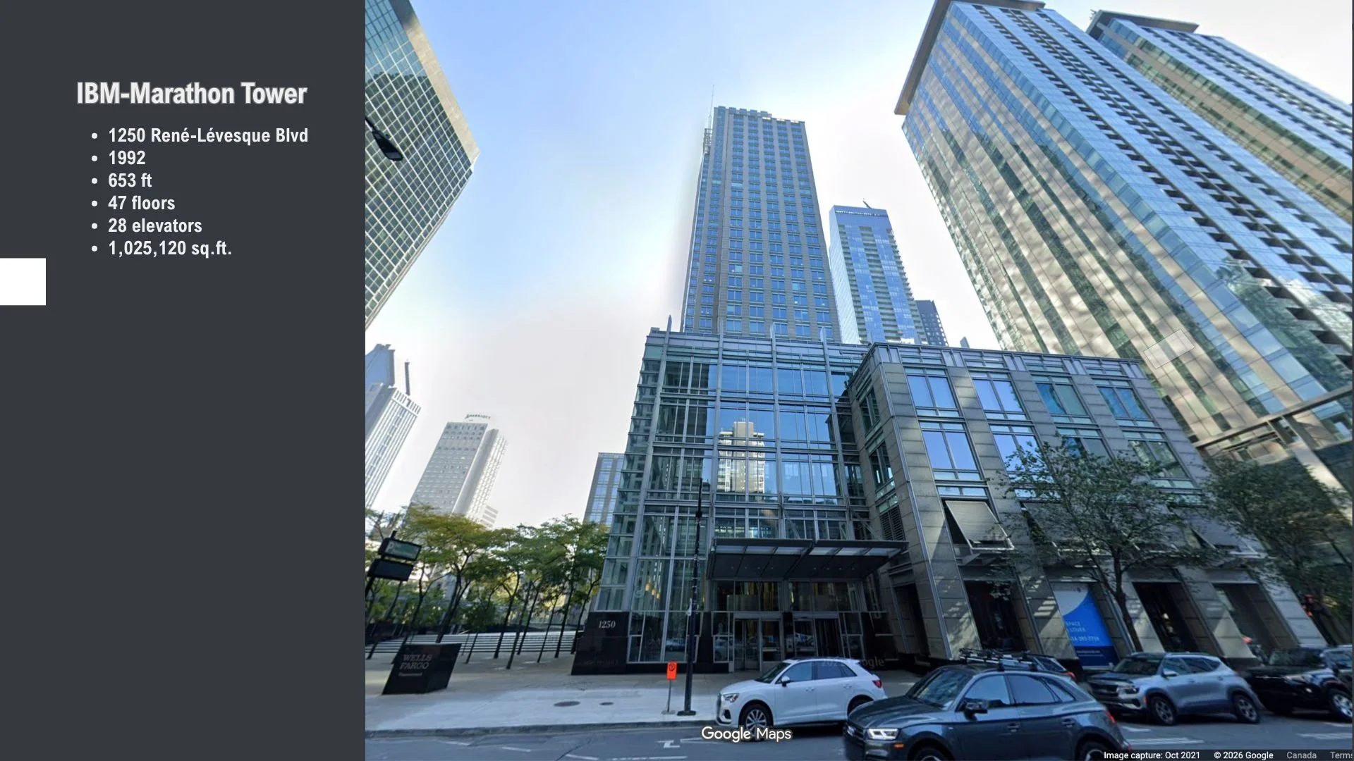 Formerly IBM Tower, located at 1250 Rene Levesque, Montreal