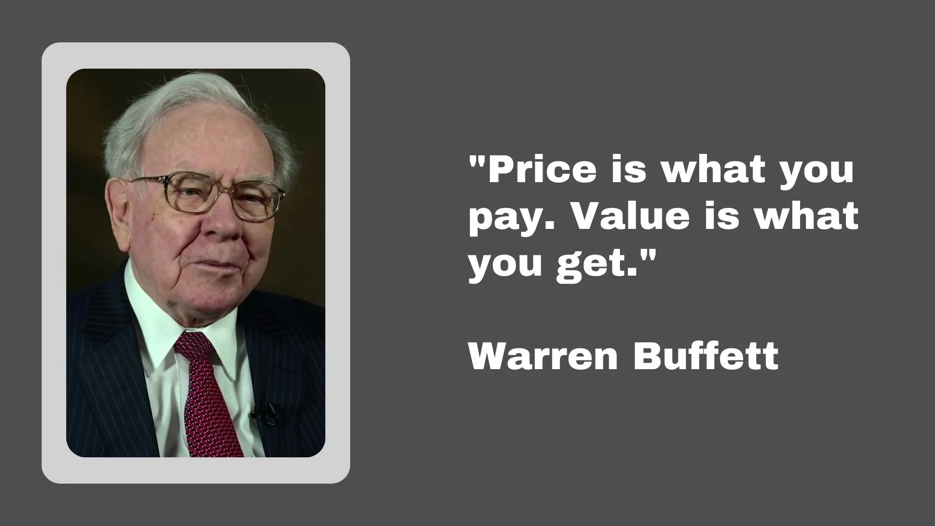 juste prix en construction. Price is what you pay, value is what you get. Warren Buffett quotation