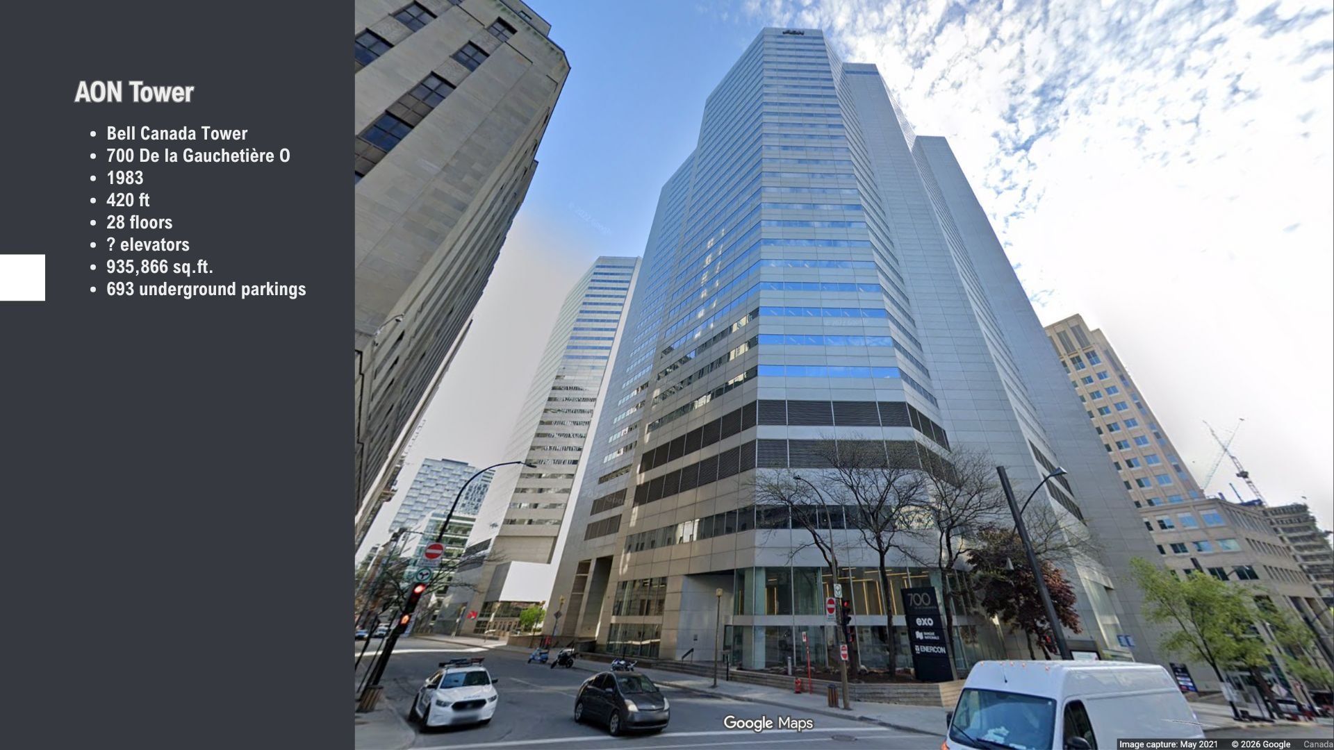 AON Tower, formerly Bell Canada Tower, located at 700 De la Gauchetiere West, Montreal