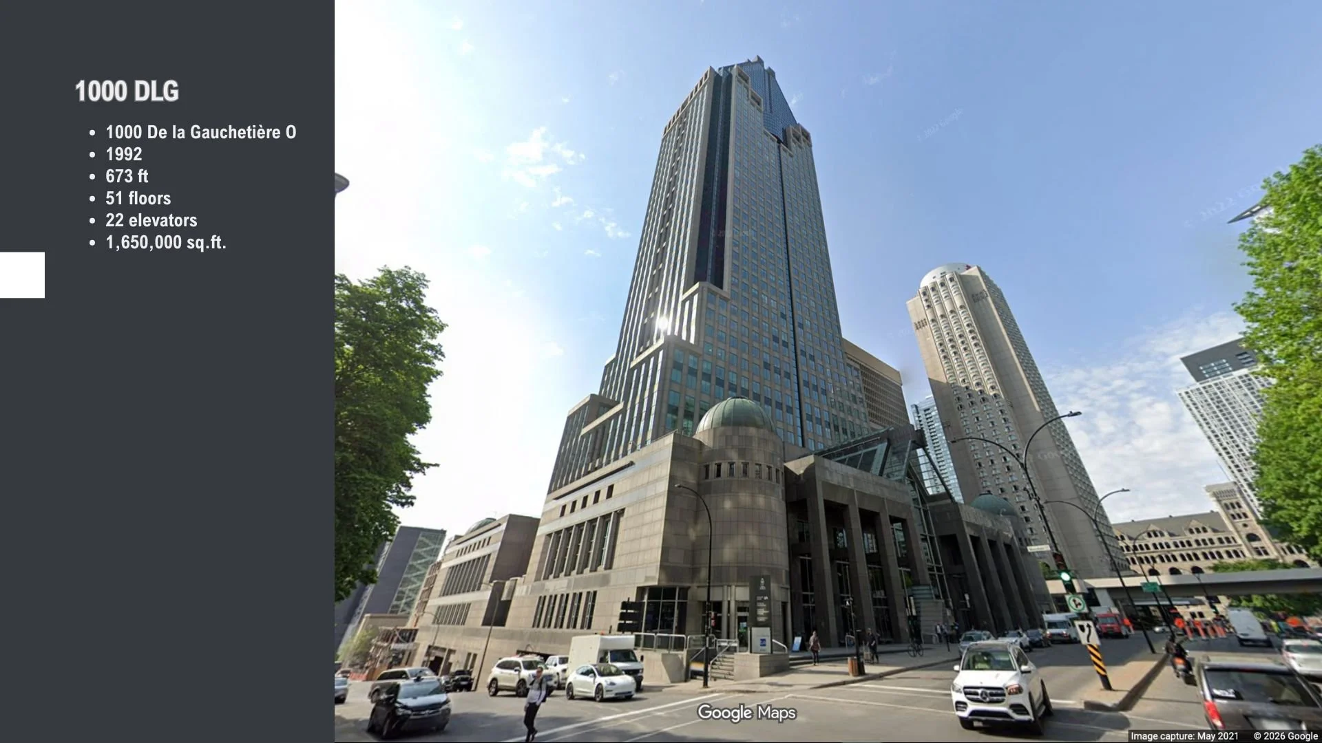 1000 DLG building located at 1000 De la Gauchetiere, Montreal