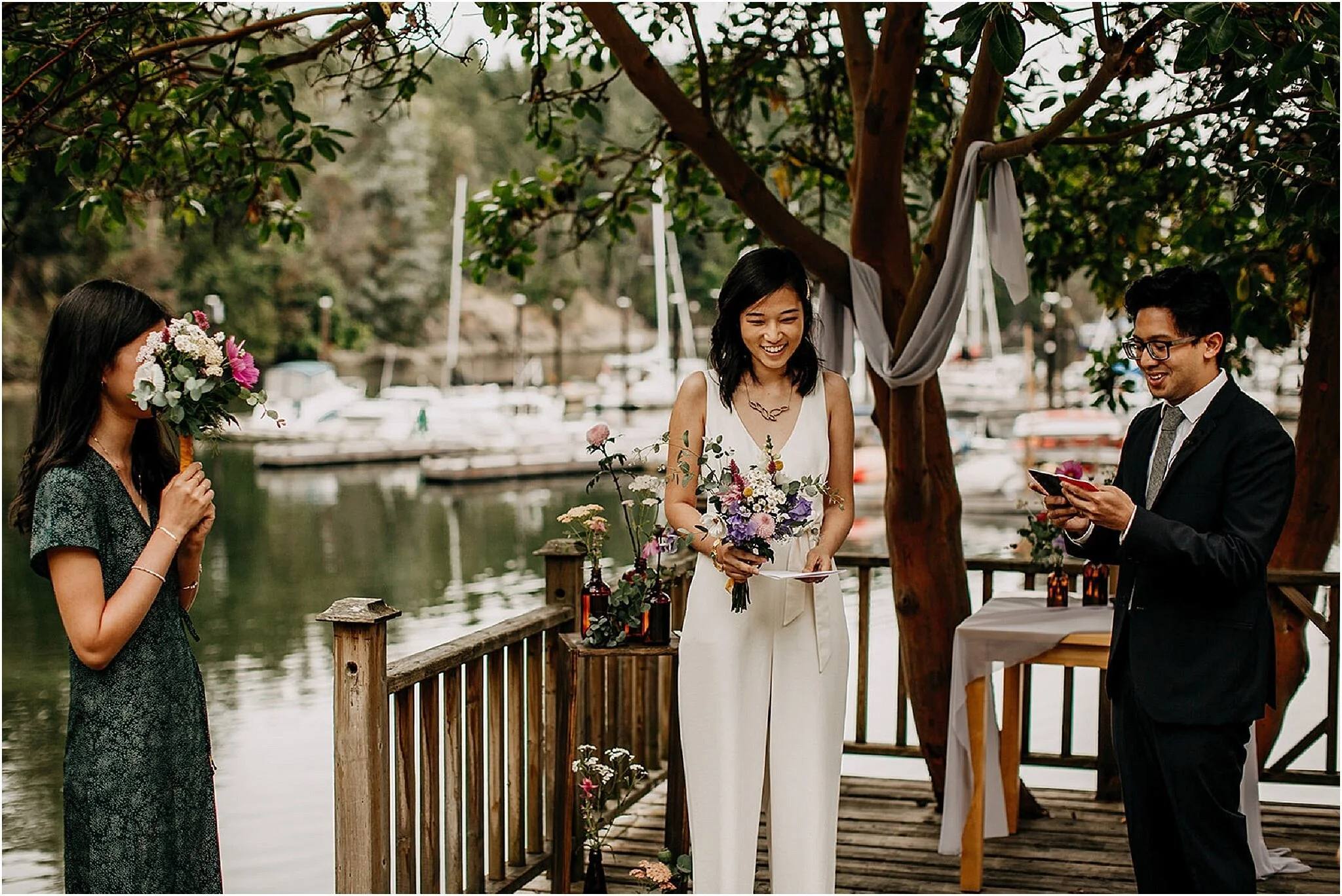 bride wearing jumpsuit pender island bc (Copy)