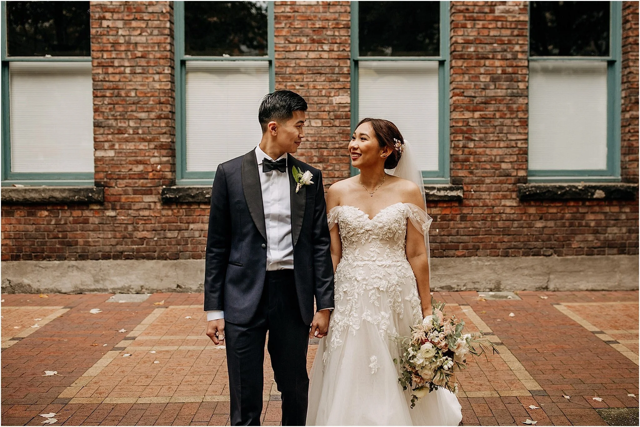 bride and groom in yaletown vancouver bc